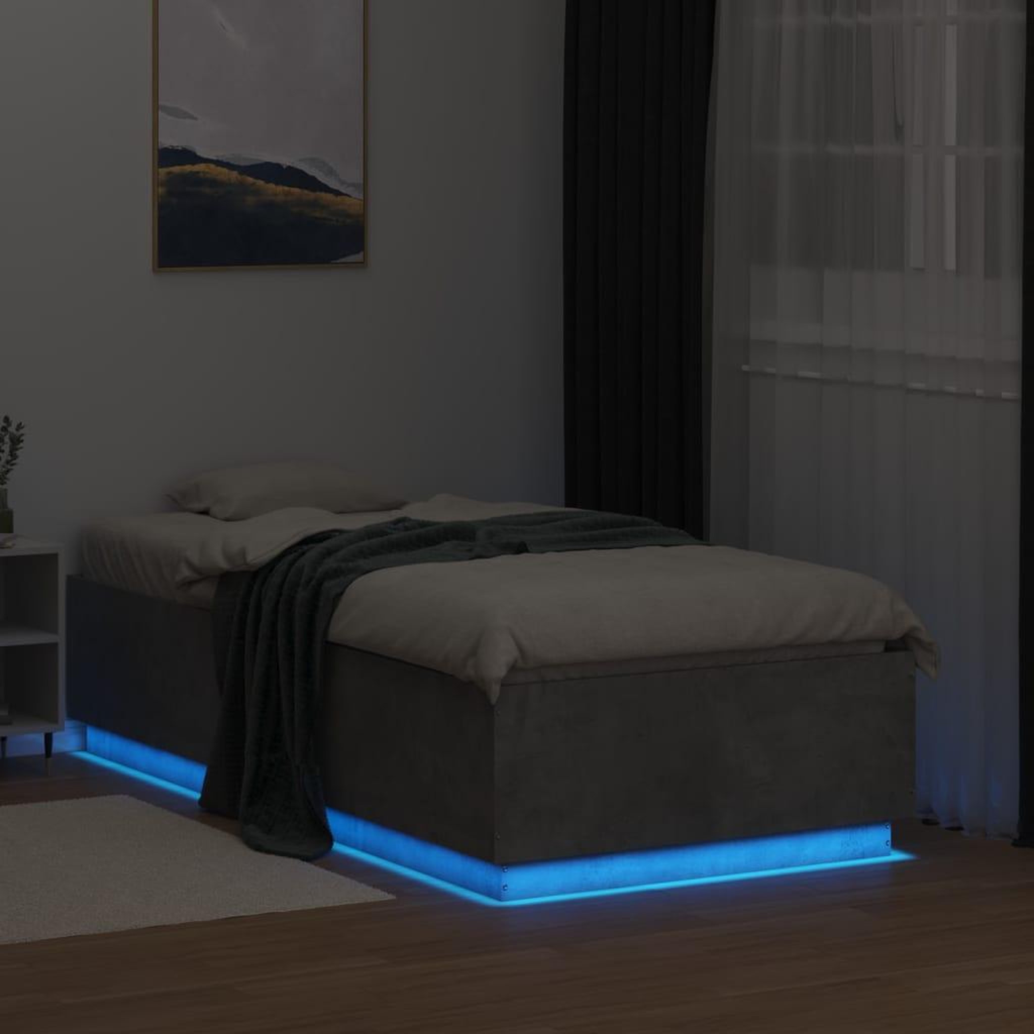 Voir la diapositive 4 : VIDAXL Cadre de lit avec LED sans matelas gris beton 90x190 cm
