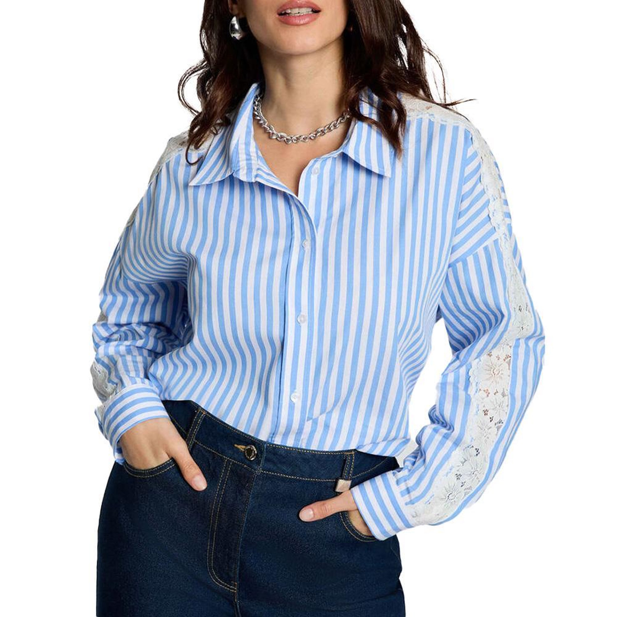 Voir la diapositive 1 : MORGAN Chemise Bleu à Rayures Femme Morgan CARAY