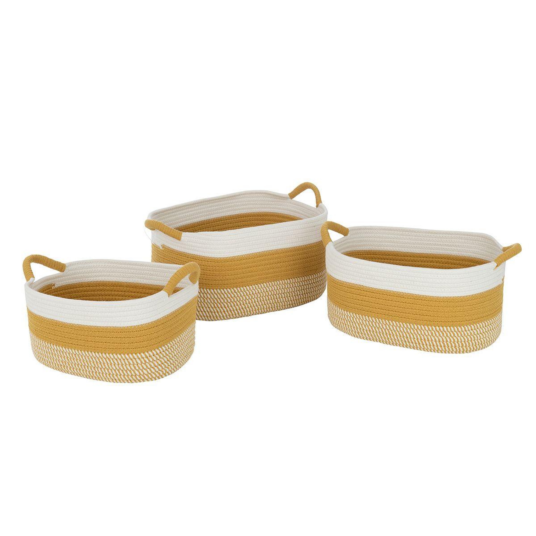 J-LINE Lot de 3 Paniers de Rangement  Sami  42cm Ocre