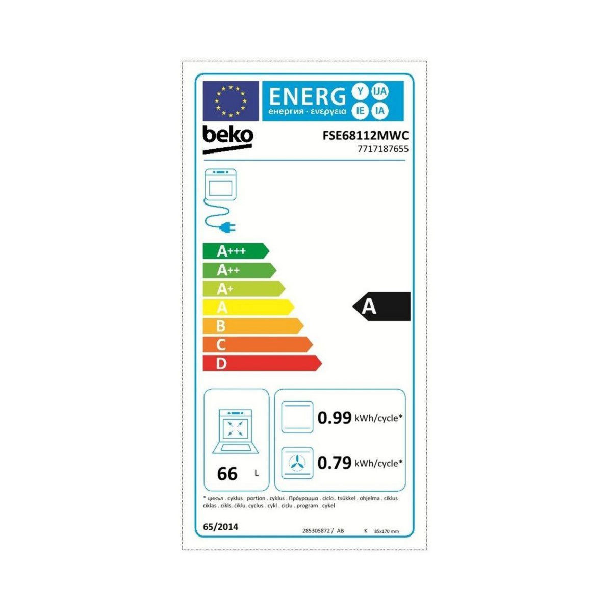 Beko Cuisinière induction FSE68112MWC 60cm
