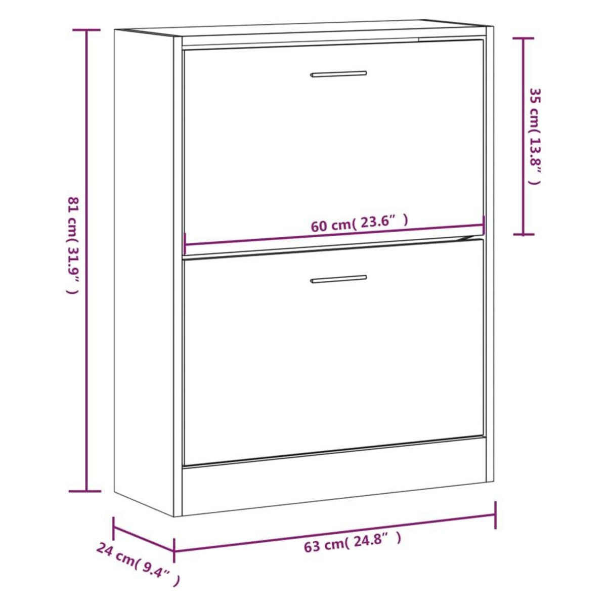 VIDAXL Armoire a chaussures Sonoma gris 63x24x81 cm Bois d'ingenierie