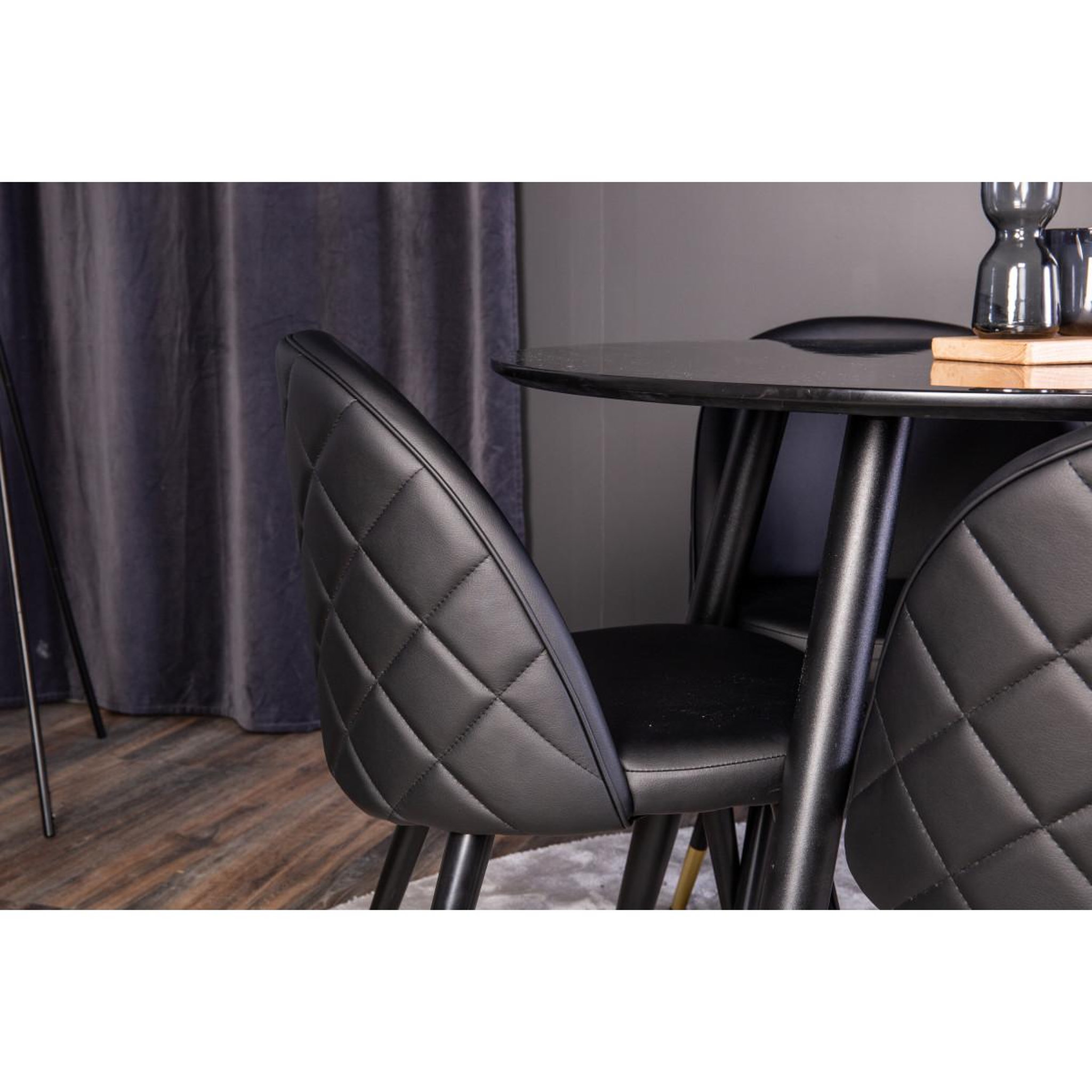 Voir la diapositive 4 : Paris Prix Ensemble table à manger & 4 chaises design  plaza & velvet  100cm noir