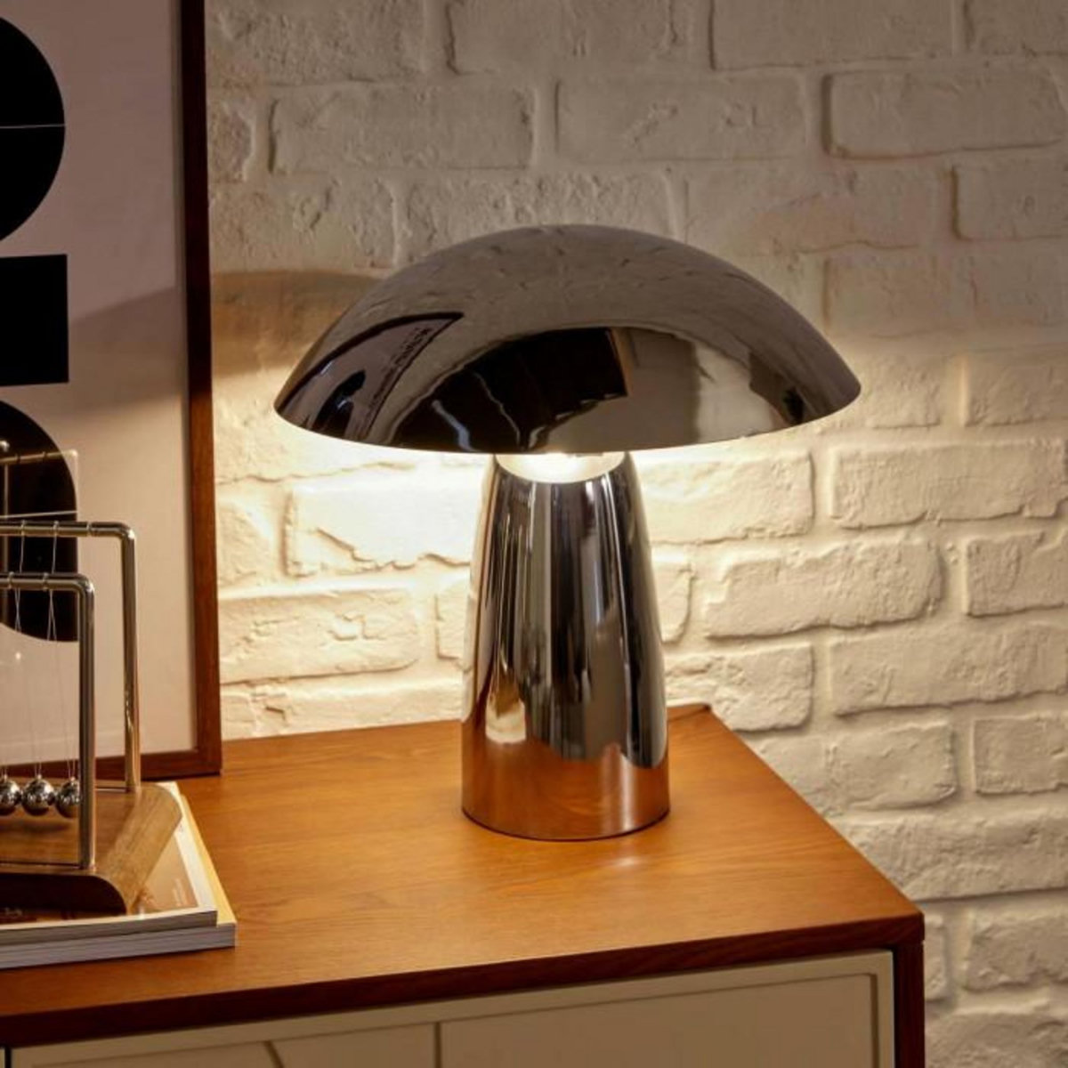 ATMOSPHERA Lampe à Poser Champignon  Omia  36cm Argent