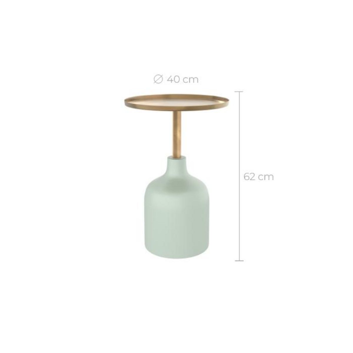 Rendez vous déco Table d'appoint ronde en métal  vert d'eau et laiton D40 cm - Lyne