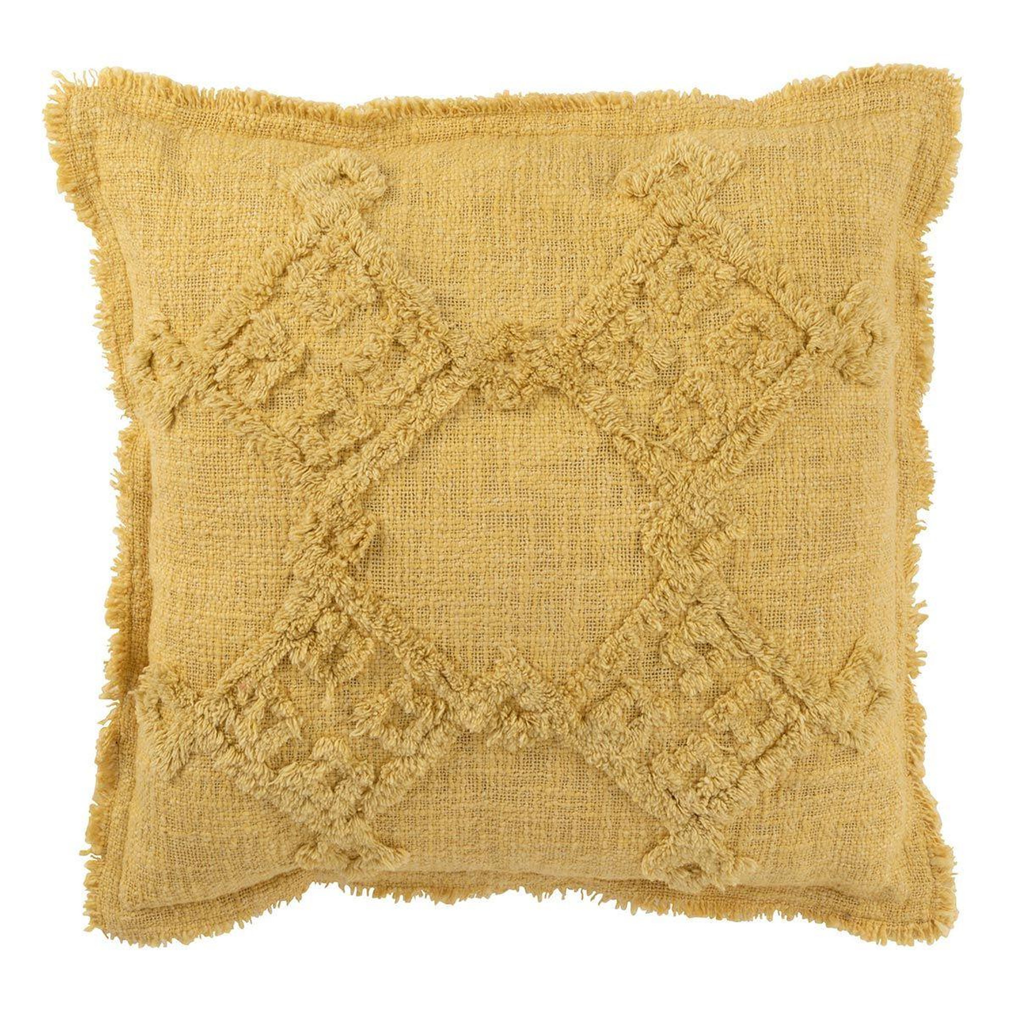 Voir la diapositive 1 : J-LINE Coussin déco franges  amalia  50x50cm moutarde