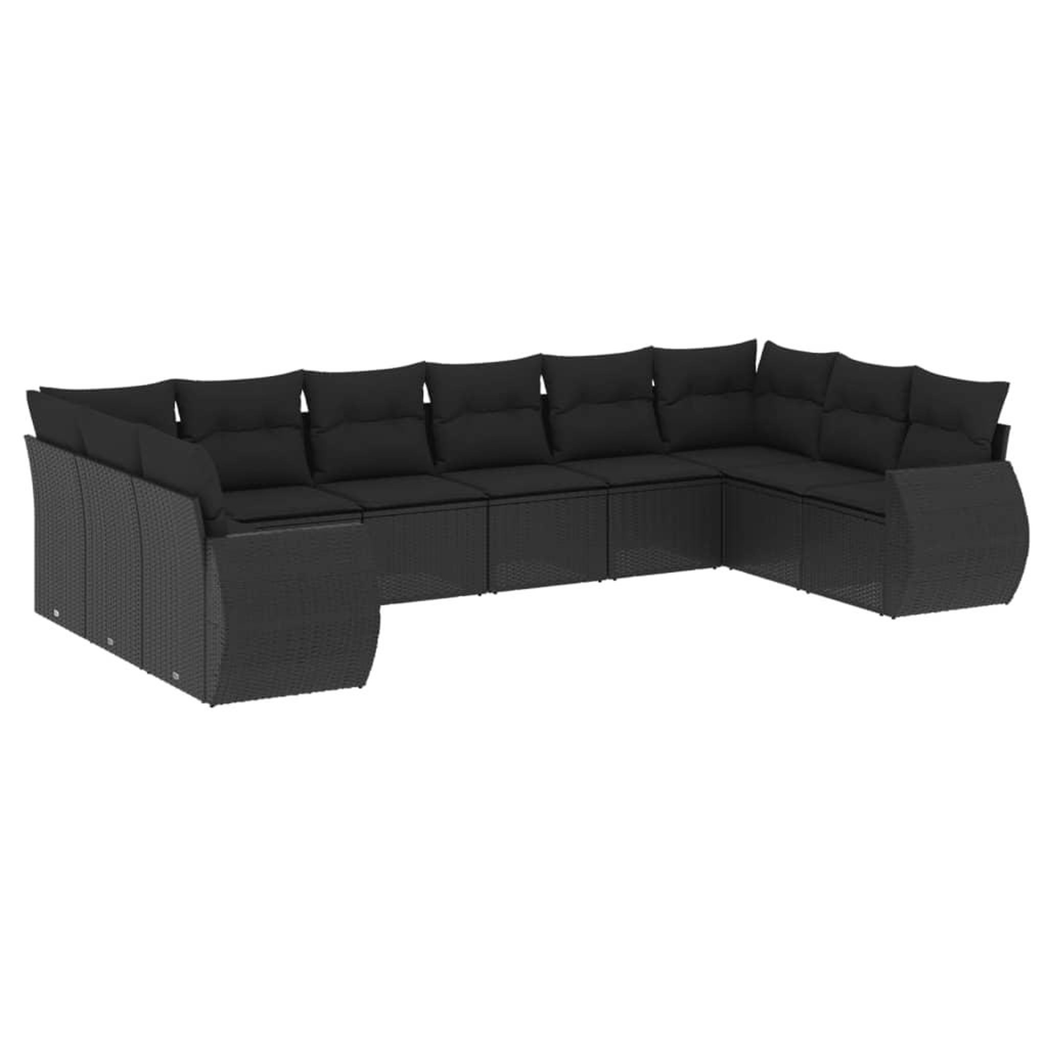 Voir la diapositive 2 : VIDAXL Salon de jardin 10 pcs avec coussins noir resine tressee