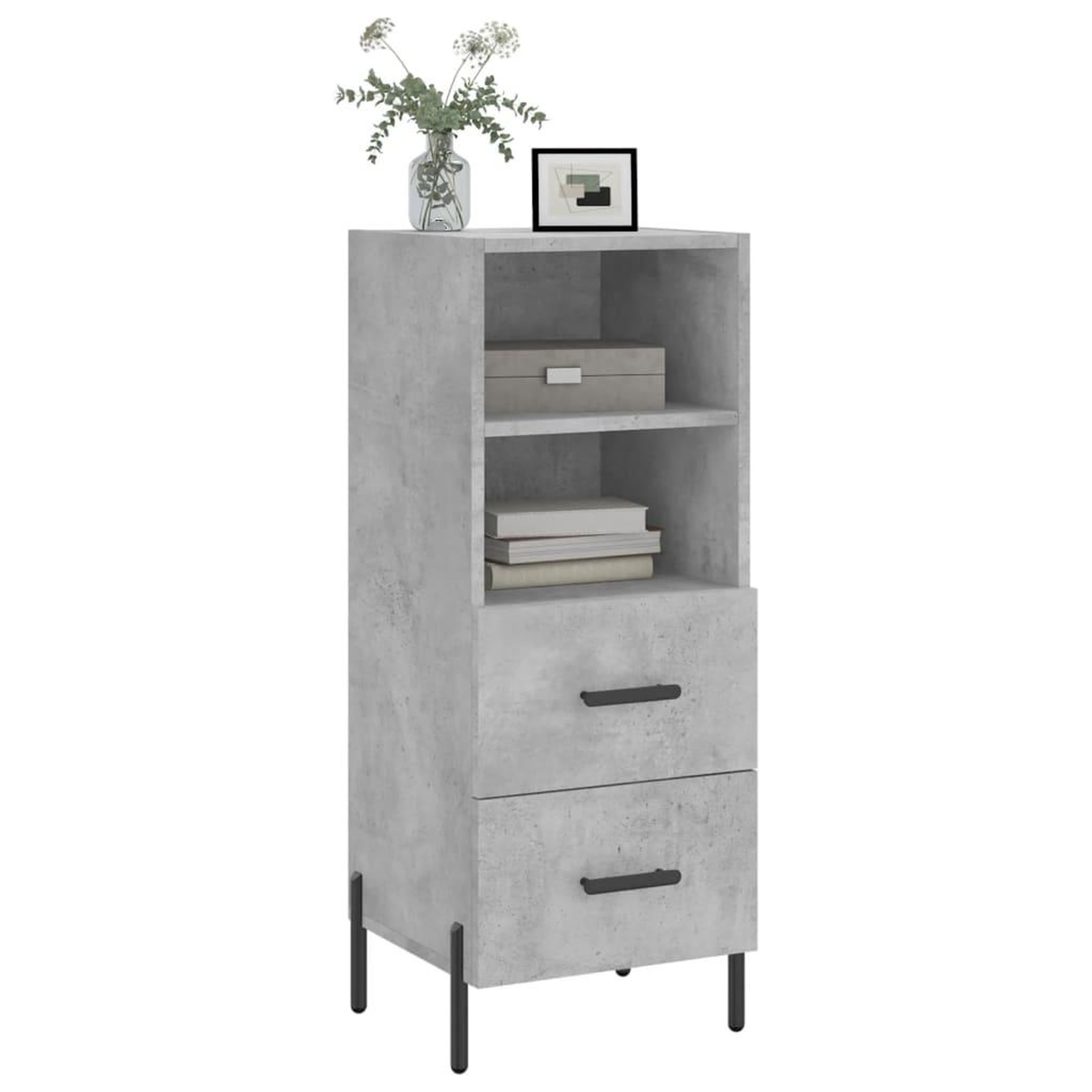 Voir la diapositive 3 : VIDAXL Buffet Gris beton 34,5x34x90 cm Bois d'ingenierie