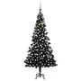 VIDAXL Arbre de Noël artificiel pre-eclaire et boules noir 210 cm PVC