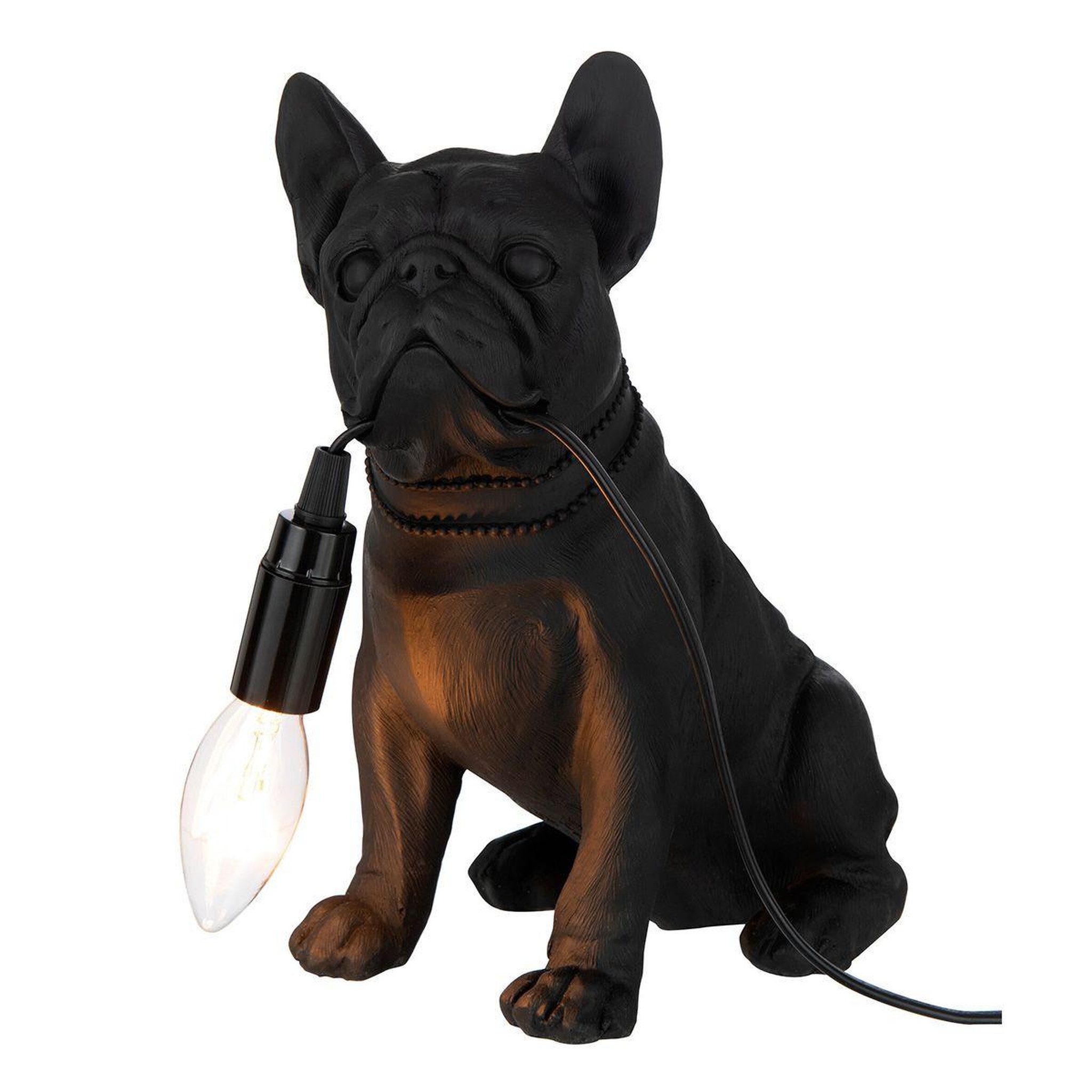 Voir la diapositive 2 : J-LINE Lampe à poser déco  bulldog  28cm noir