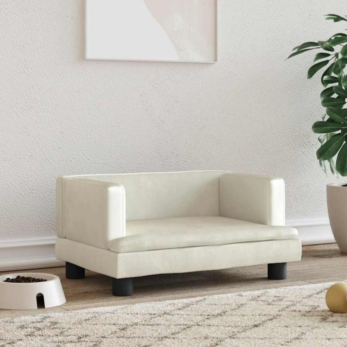 VIDAXL Lit pour chien crème 60x40x30 cm velours