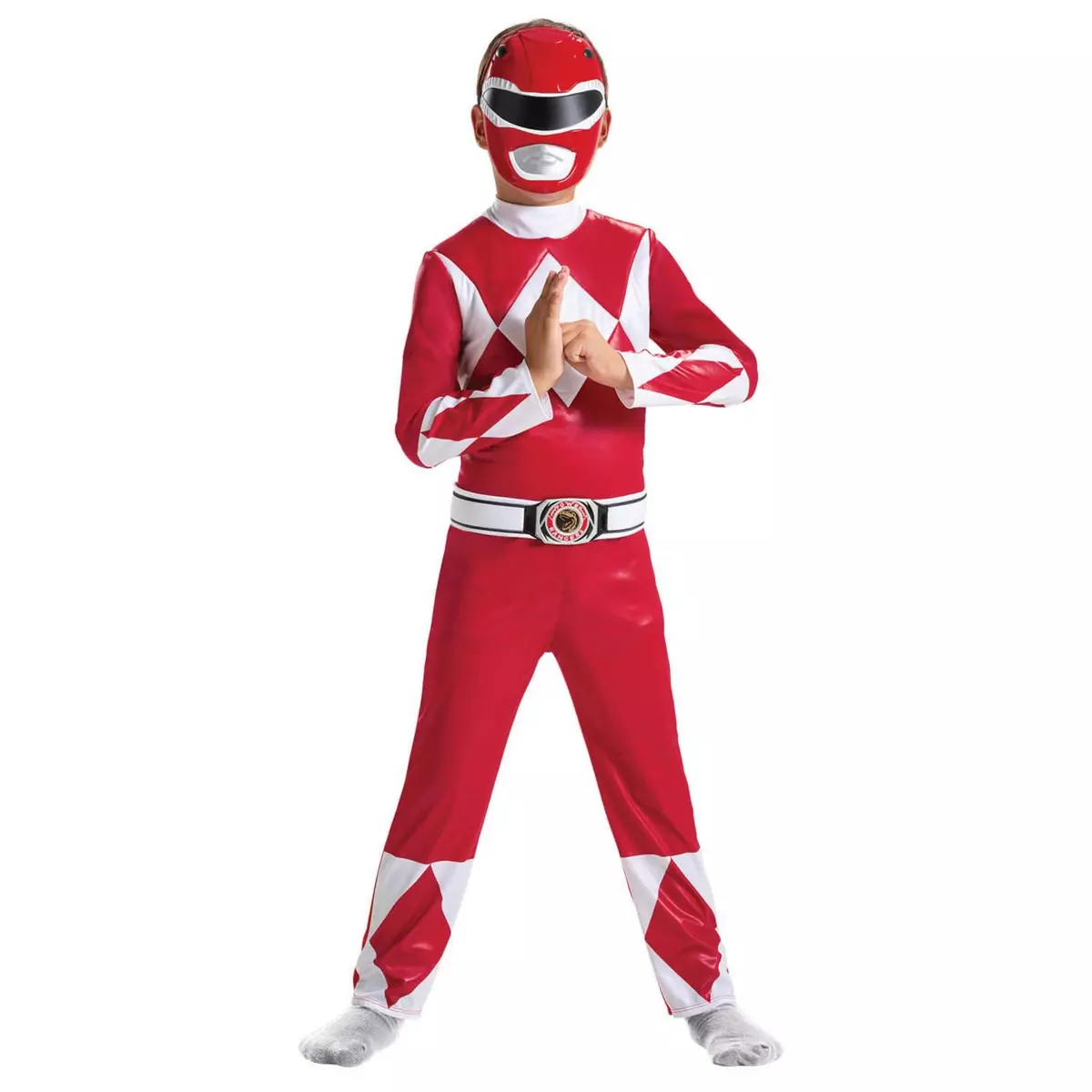  Déguisement Classique Power Rangers Dino Fury - Rouge - Enfant - 7/8 ans (122 à 128 cm)