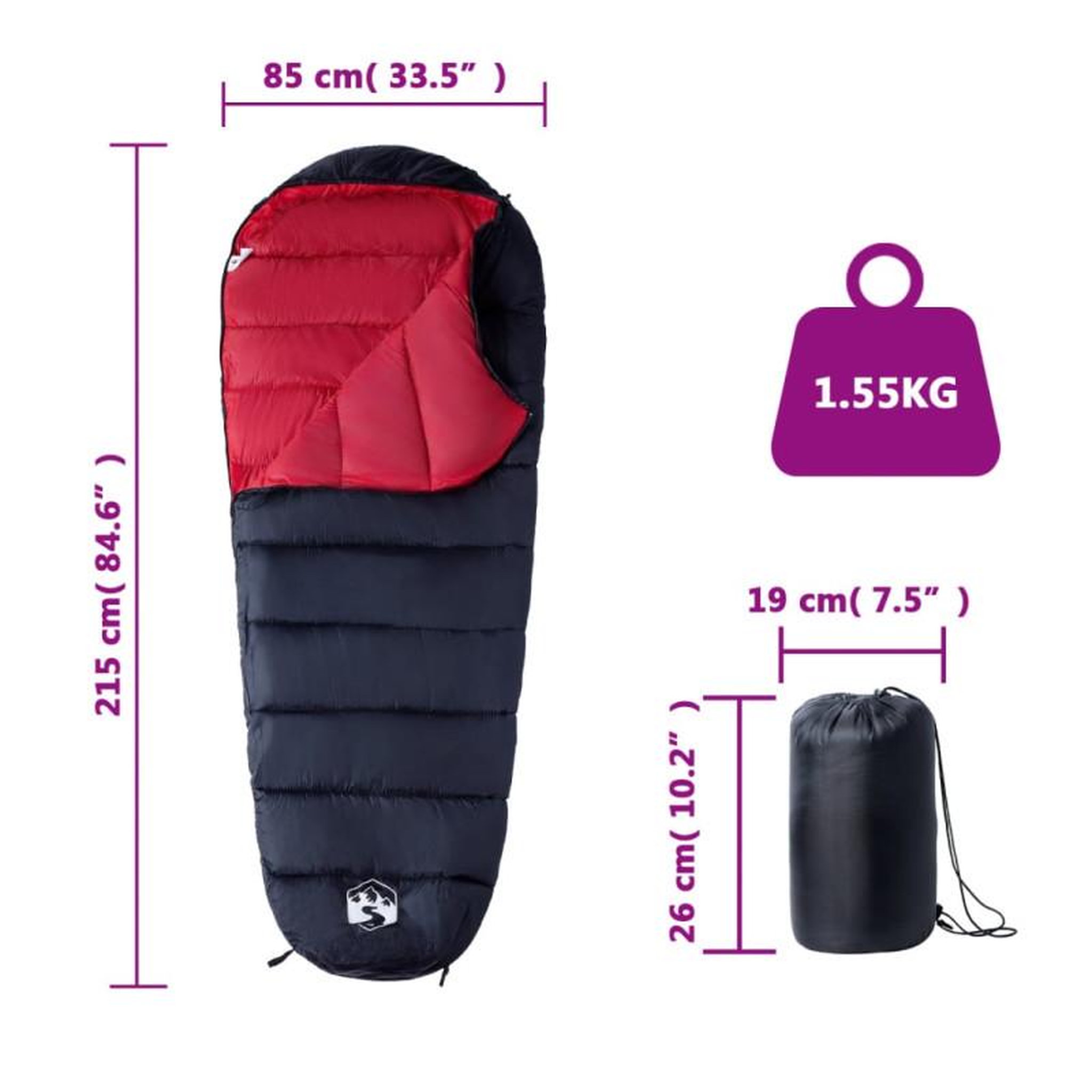 Voir la diapositive 5 : VIDAXL Sac de couchage momie pour adultes camping 3 saisons