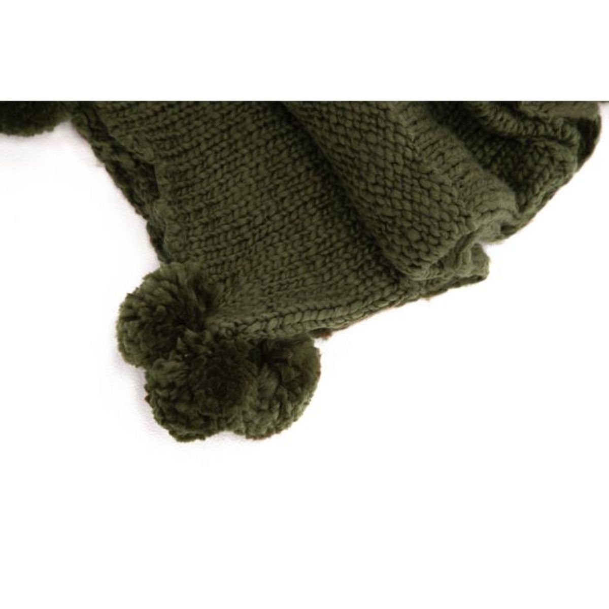 Paris Prix Plaid Avec Pompons  Anny  130x170cm Vert Mousse