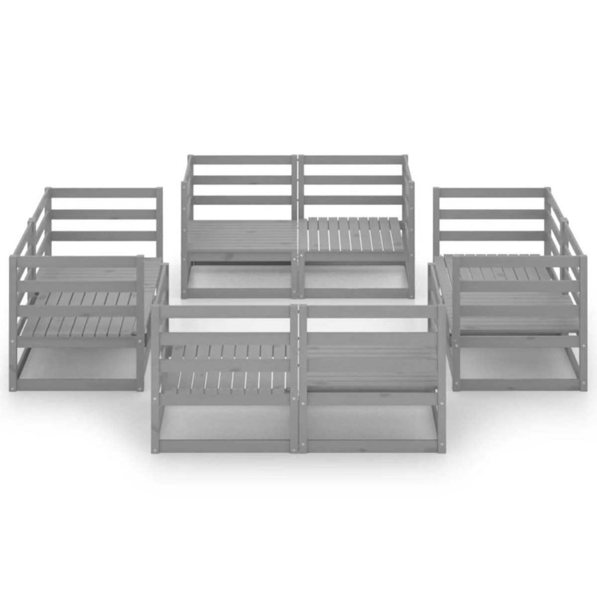 VIDAXL Salon de jardin 8 pcs Gris Bois de pin massif