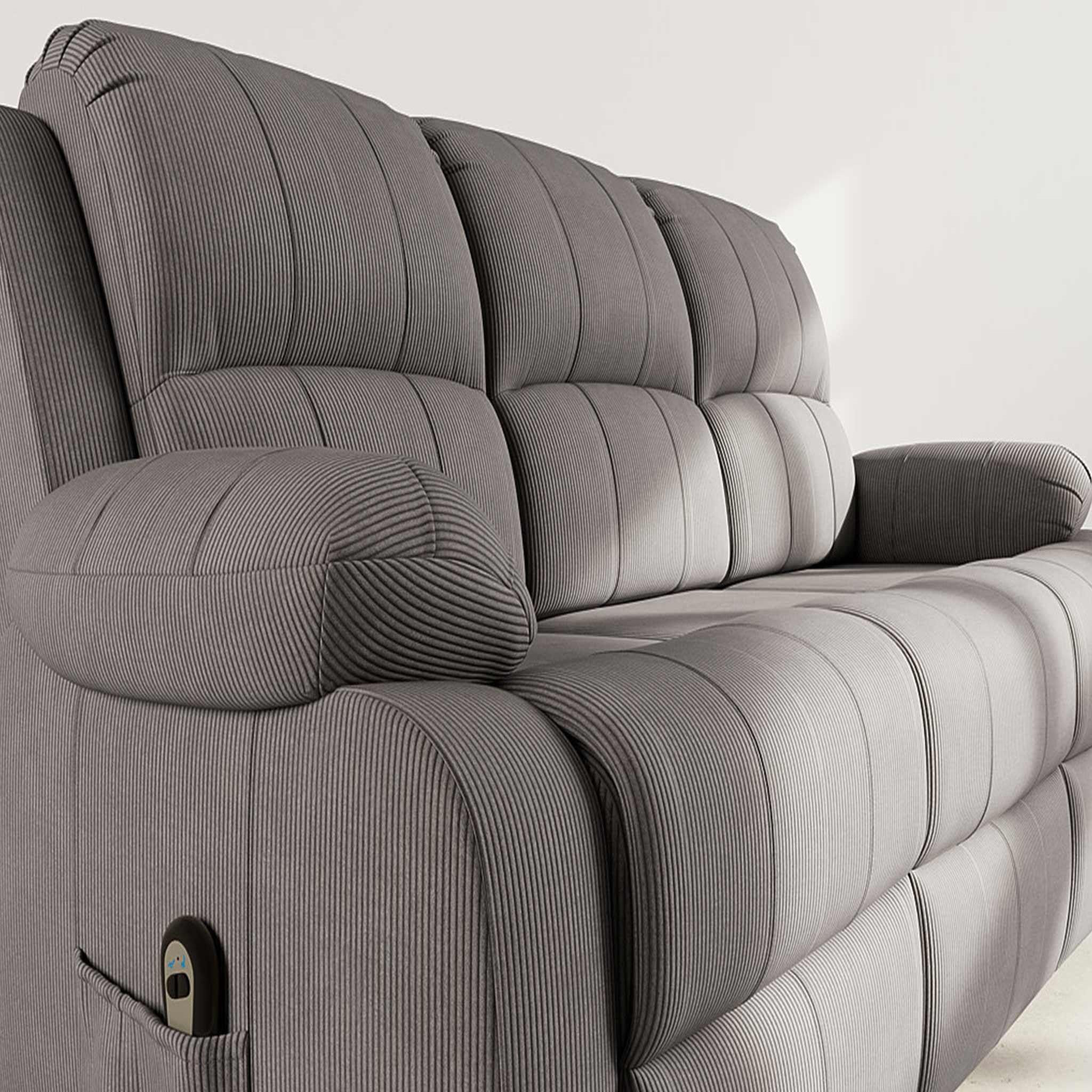 Voir la diapositive 4 : BEST MOBILIER Armand - canapé 3 places relax électrique en velours côtelé