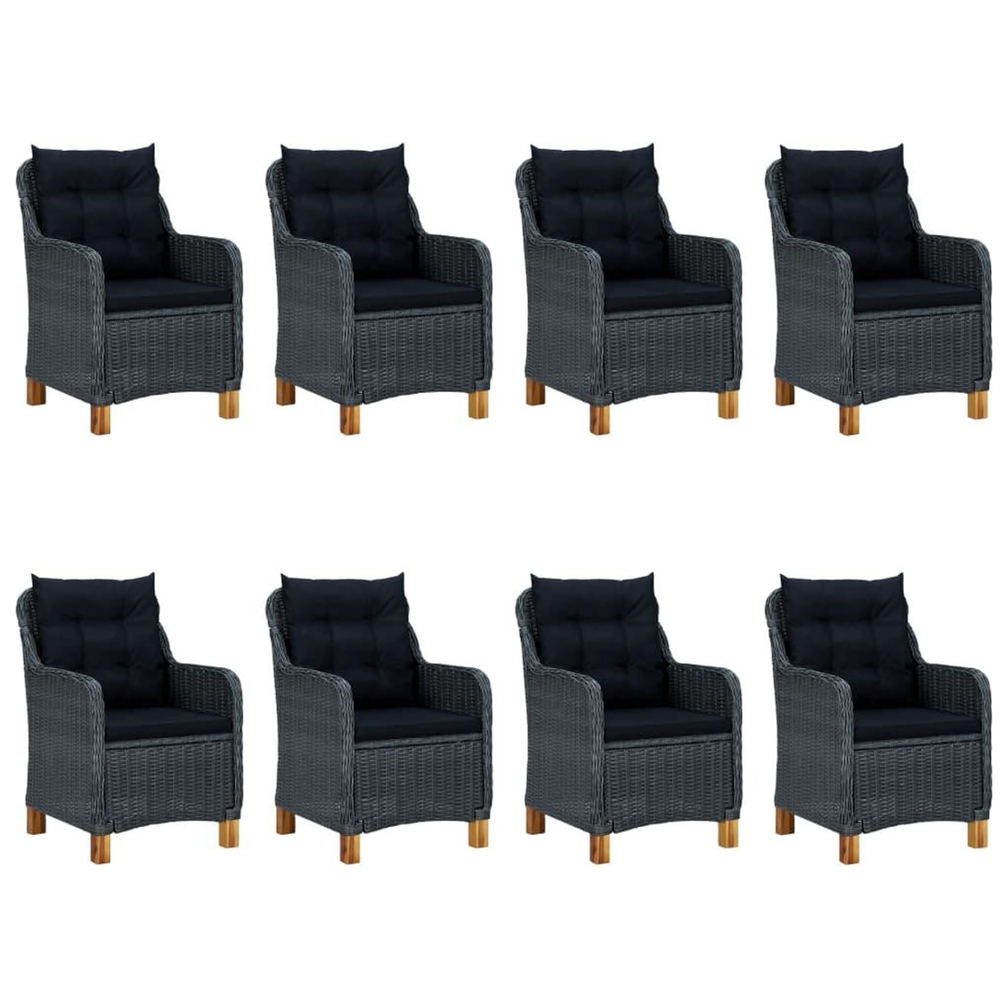Voir la diapositive 2 : VIDAXL Mobilier a dîner 9 pcs avec coussins Resine tressee Gris fonce