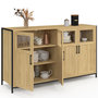 Voir la diapositive 4 : ID MARKET Buffet 140 cm DETROIT 4 portes avec vitrines design industriel