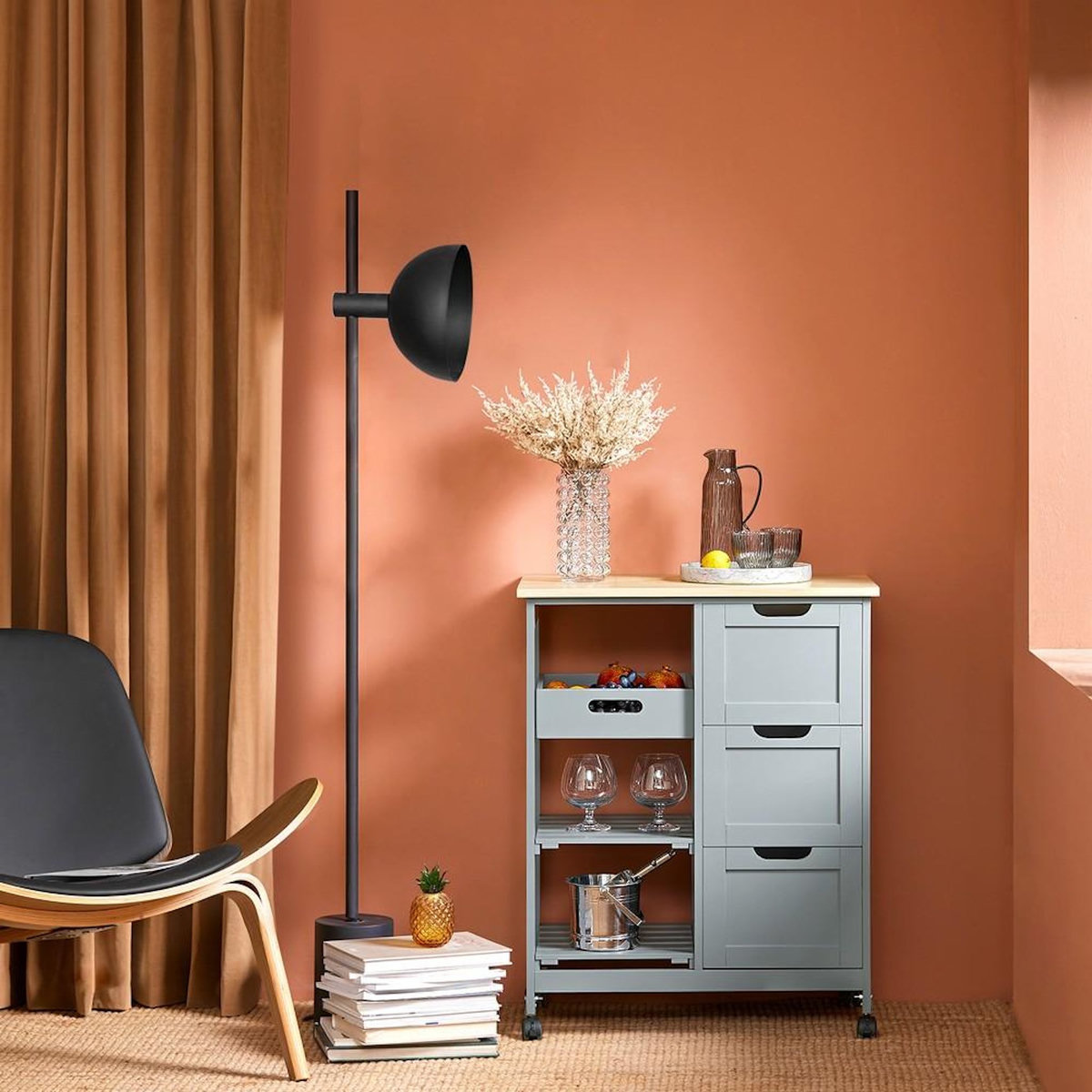 SOBUY SoBuy - Chariot De Cuisine à trois tiroirs - Moderne - FKW79