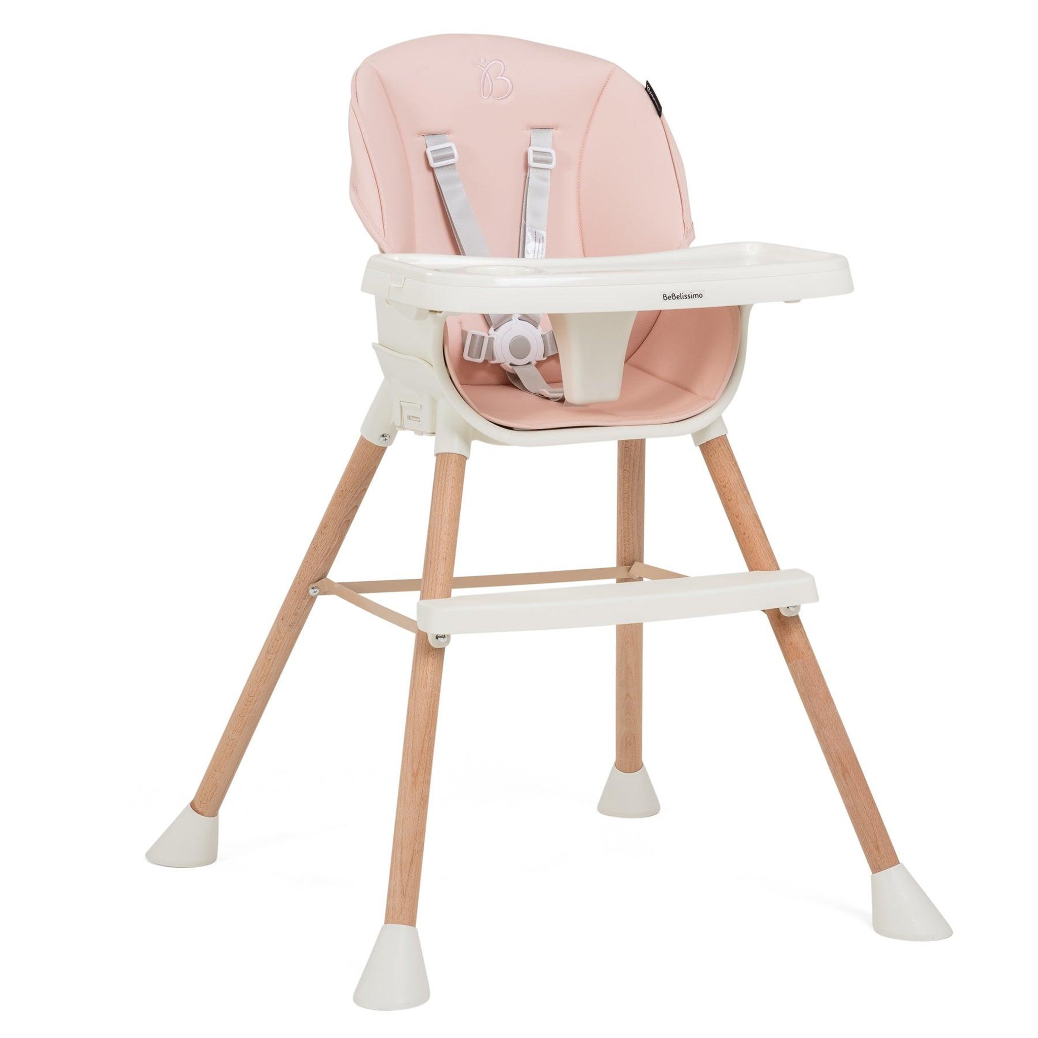 Voir la diapositive 2 : BEBELISSIMO Bebelissimo - Chaise haute bébé 5 en 1 - Evolutive - Réglable - bois de Hêtre - PVC cuir - rose - BZ -511 - new design
