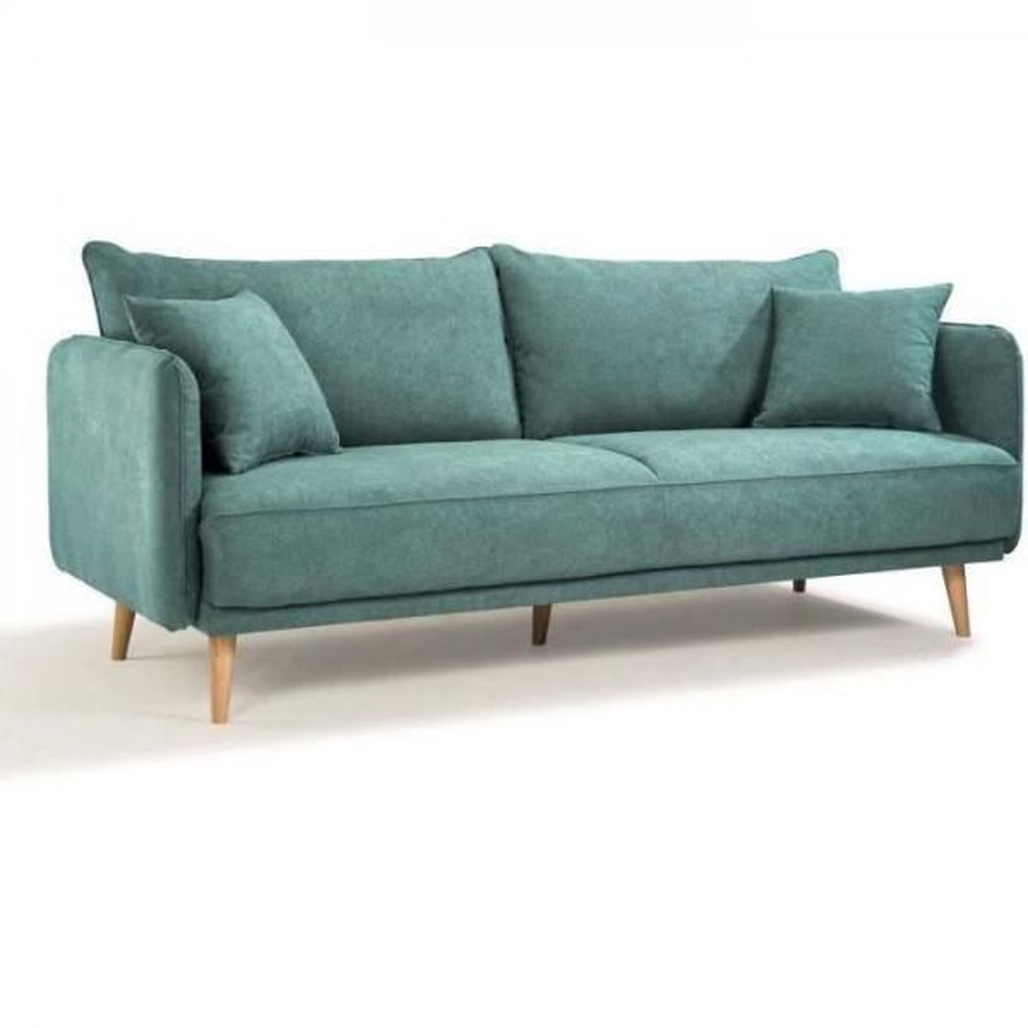 Voir la diapositive 3 : MARKET24 HEXAGONE - DAREN Canapé Fixe 3 places - Tissu Bleu - L 207 x P 90 x H 88 cm