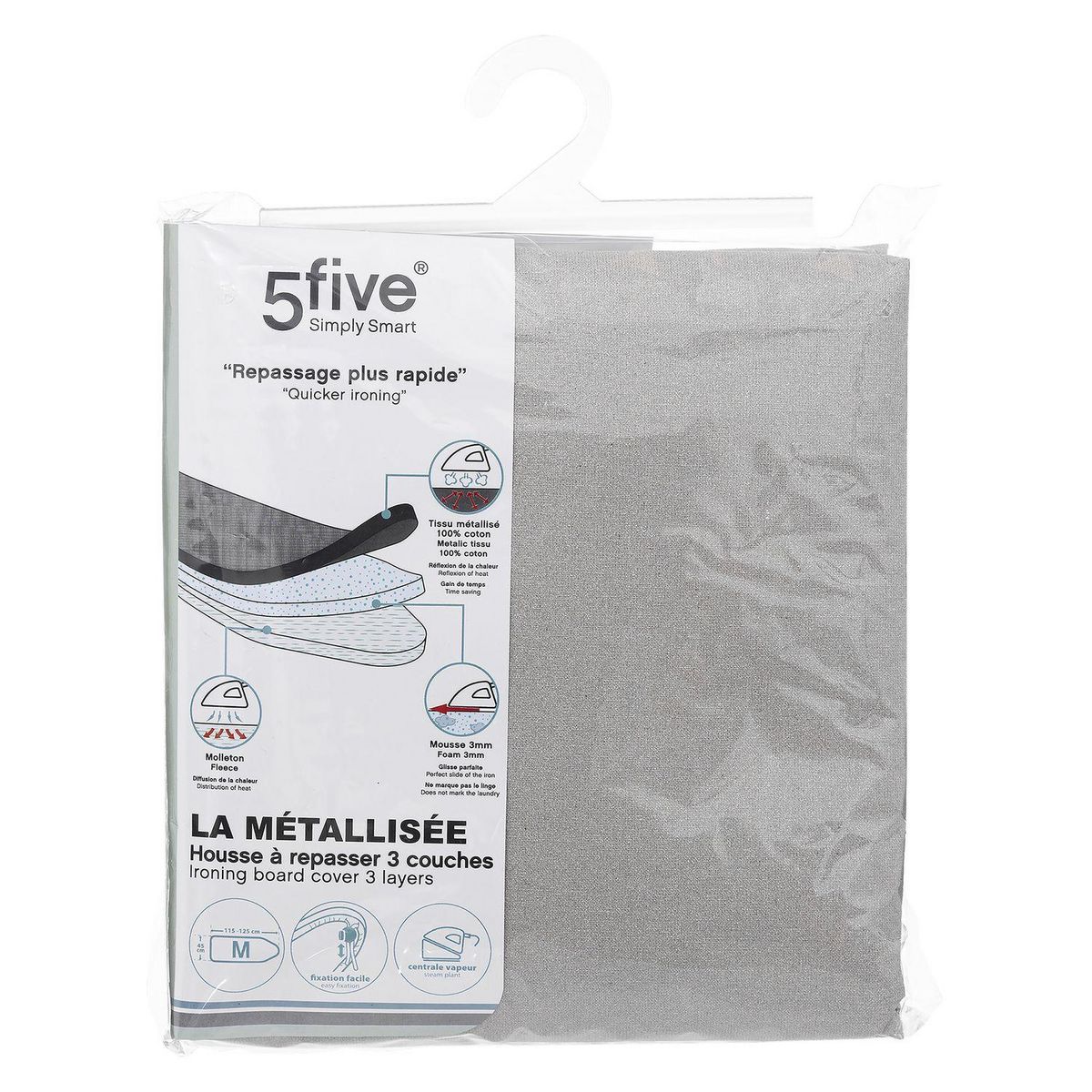 FIVE Housse à repasser 3 couches - Gris