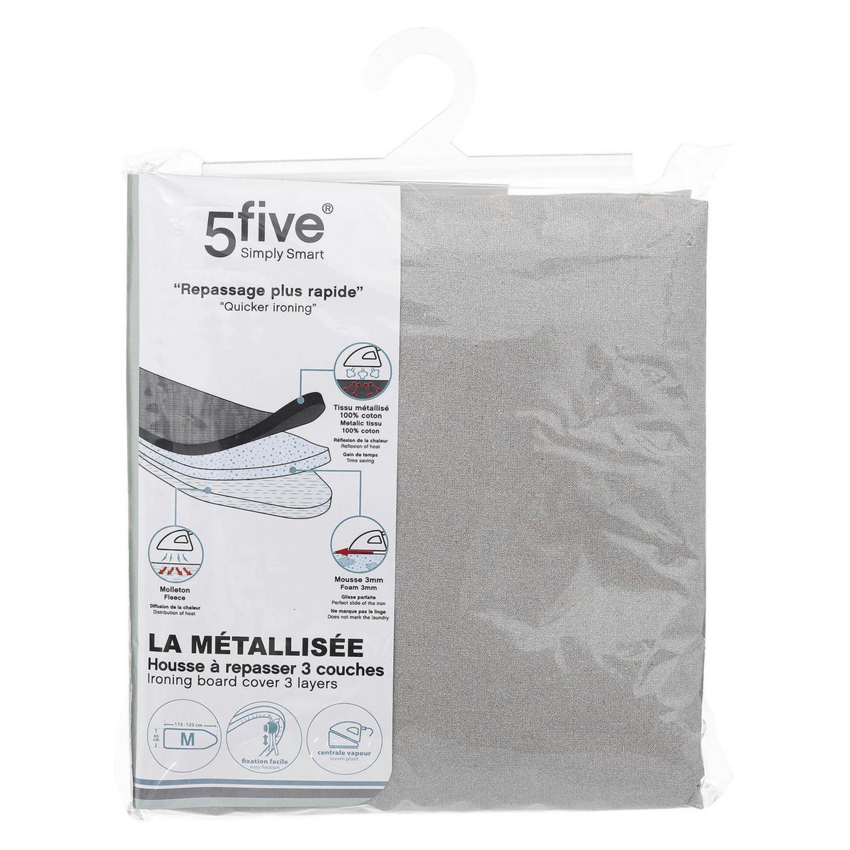 FIVE Housse à repasser 3 couches - Gris