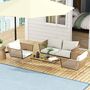 Voir la diapositive 4 : OUTSUNNY Salon de jardin 4 places 4 pièces design scandinave acier époxy résine filaire PE coussins inclus crème