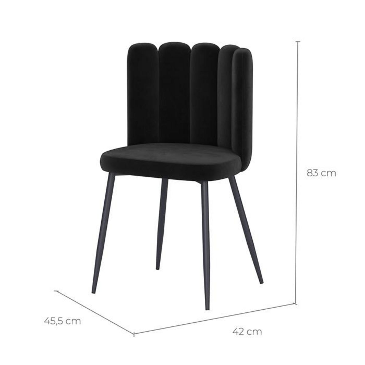 Rendez vous déco Lot de 2 chaises en velours noir et pieds en métal noir - Rosy
