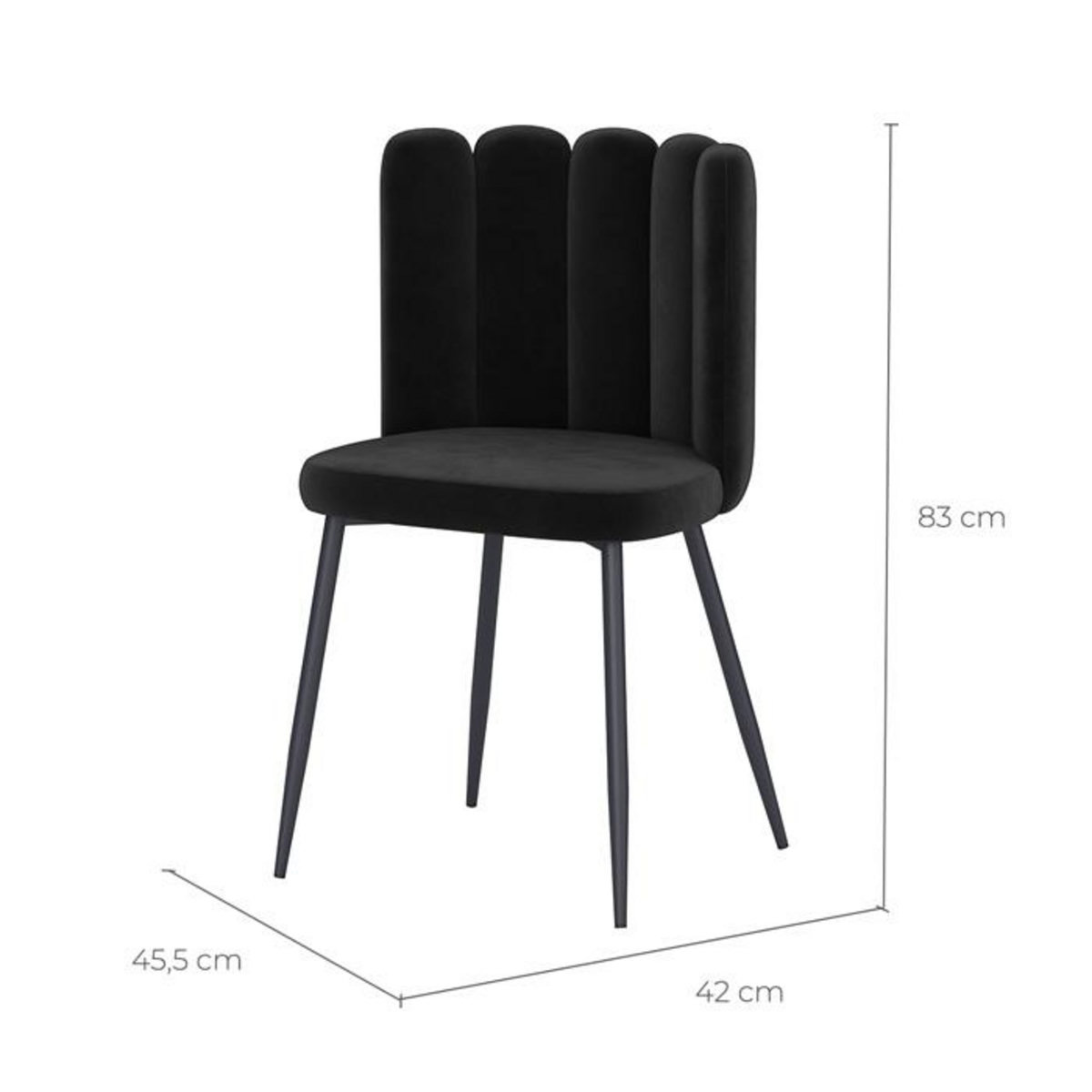 Rendez vous déco Lot de 2 chaises en velours noir et pieds en métal noir - Rosy
