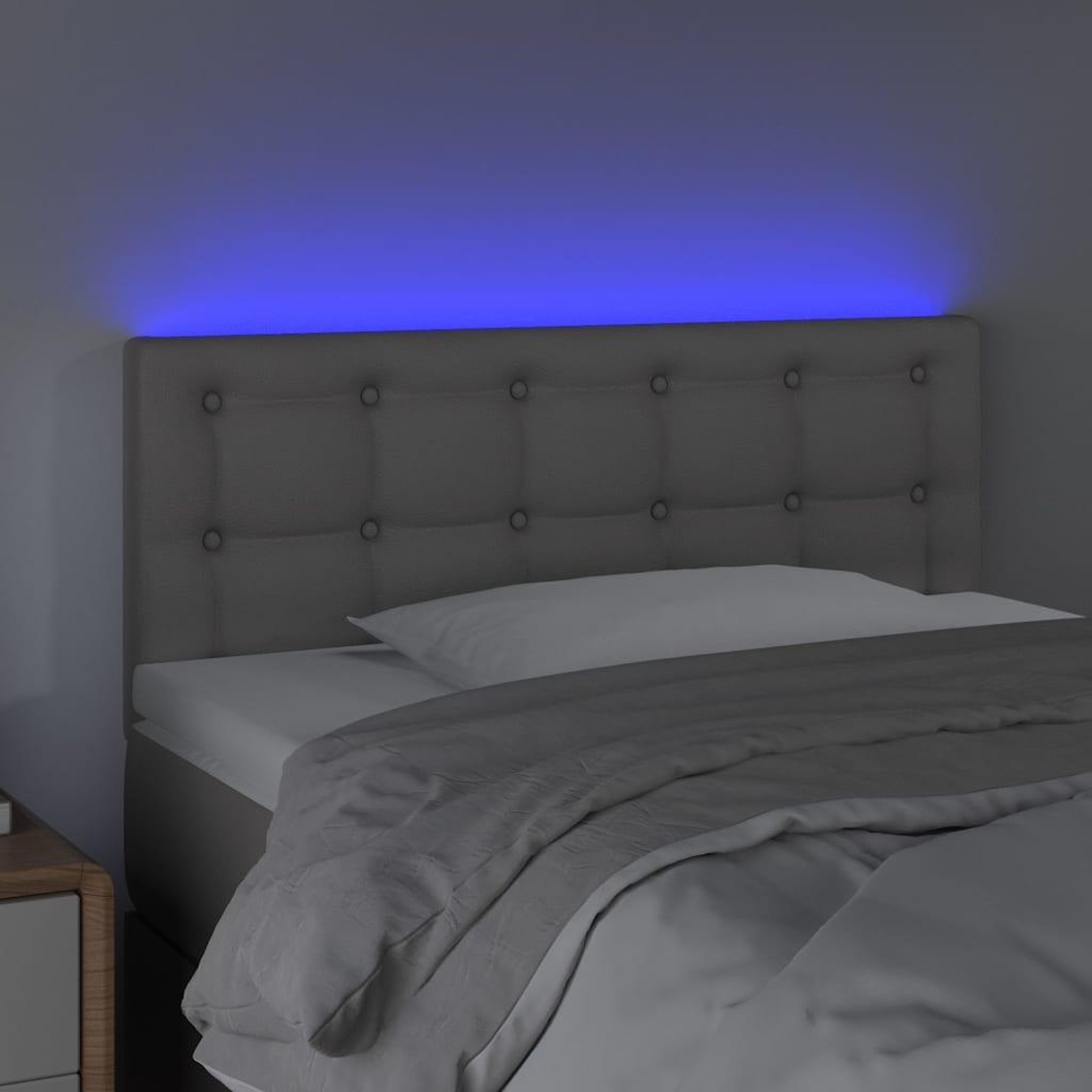 Voir la diapositive 3 : VIDAXL Tete de lit a LED Gris 90x5x78/88 cm Similicuir