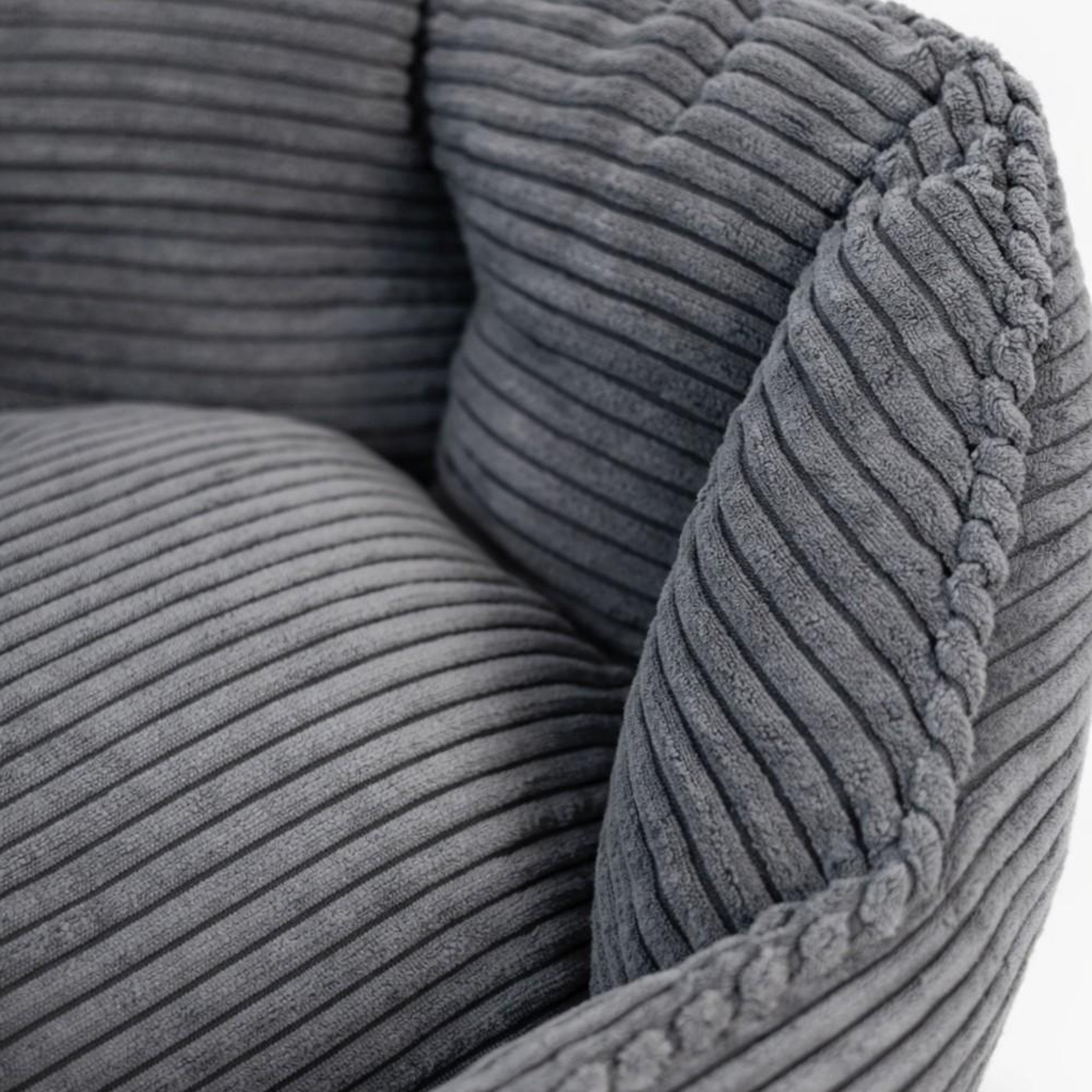 Voir la diapositive 3 : MON AMI LUKI Panier rond antiderapant velours cotele couleur gris pour chien