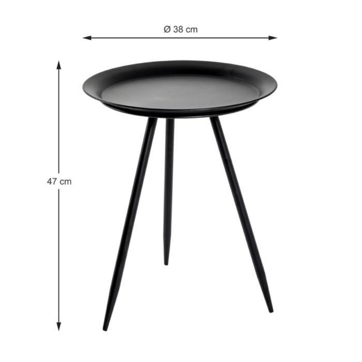 Paris Prix Table d'Appoint Design en Métal  Laqué  47cm Noir