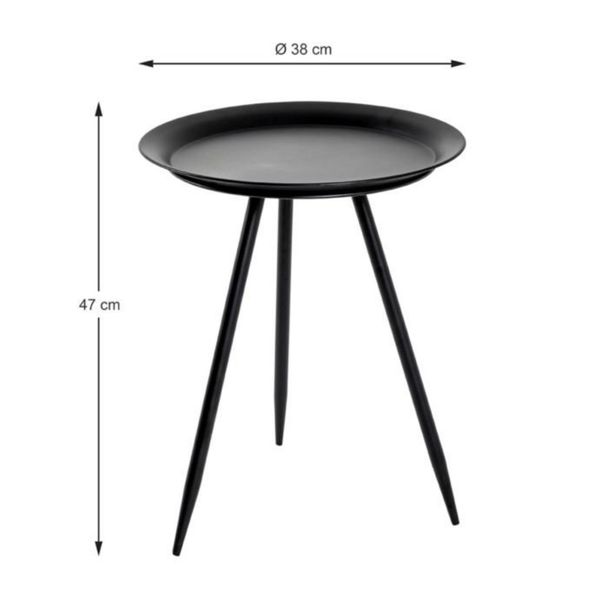 Paris Prix Table d'Appoint Design en Métal  Laqué  47cm Noir