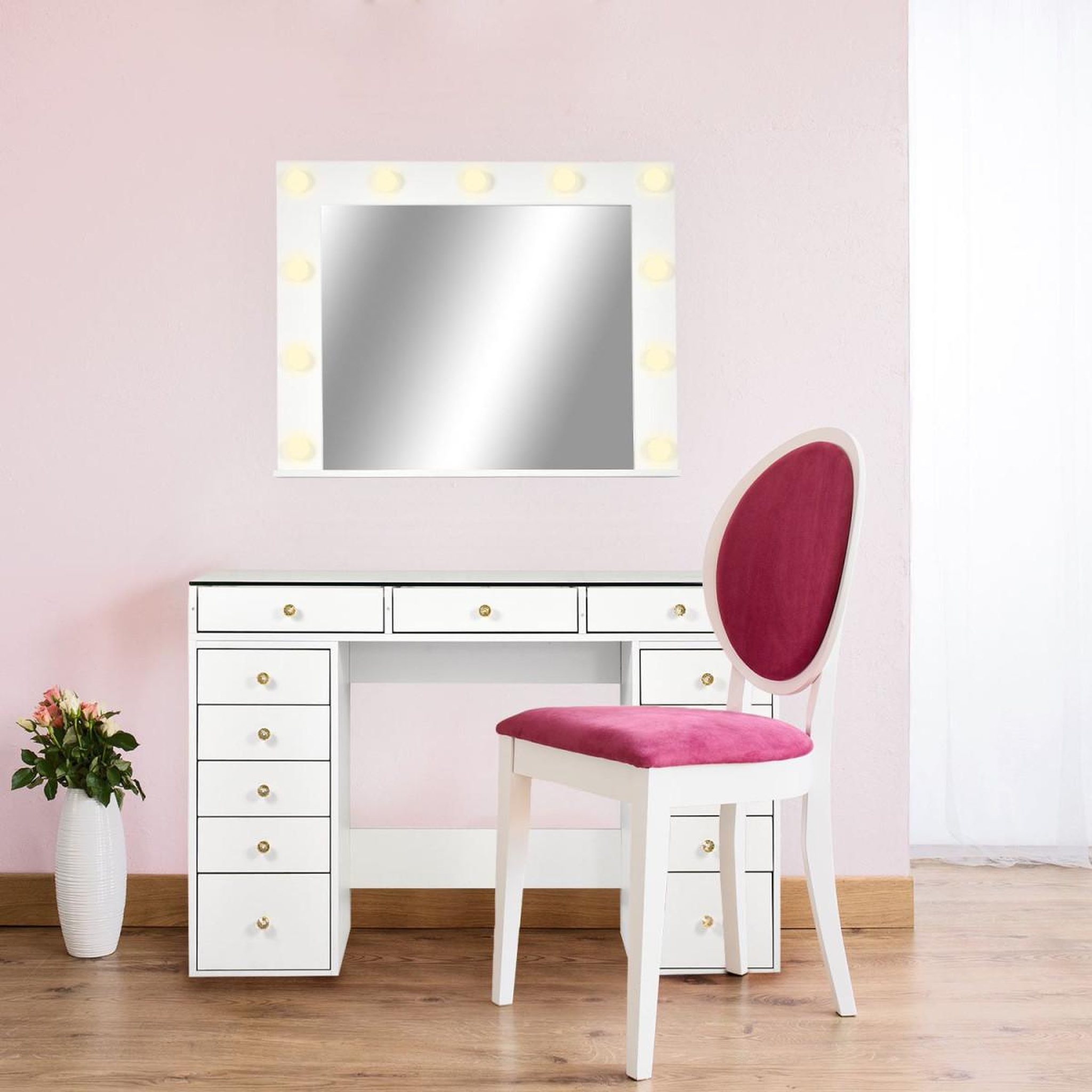 Voir la diapositive 4 : Paris Prix Coiffeuse avec 13 tiroirs & miroir  beauté  120cm blanc