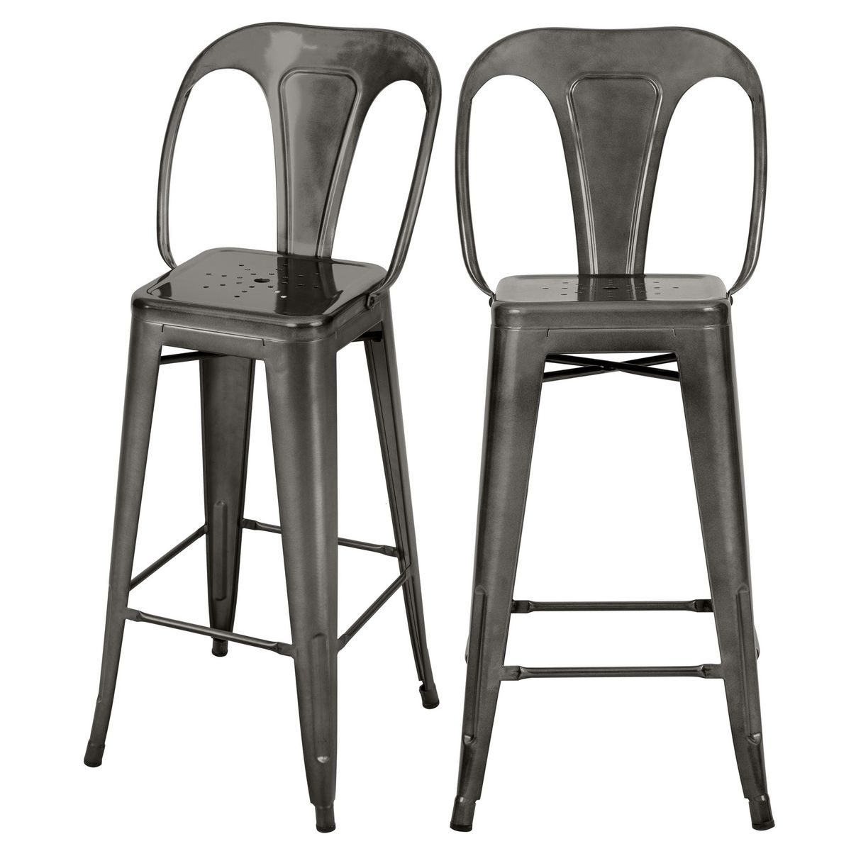 Rendez vous déco Lot de 2 chaises pour îlot central 67 cm en métal chrome - Indus