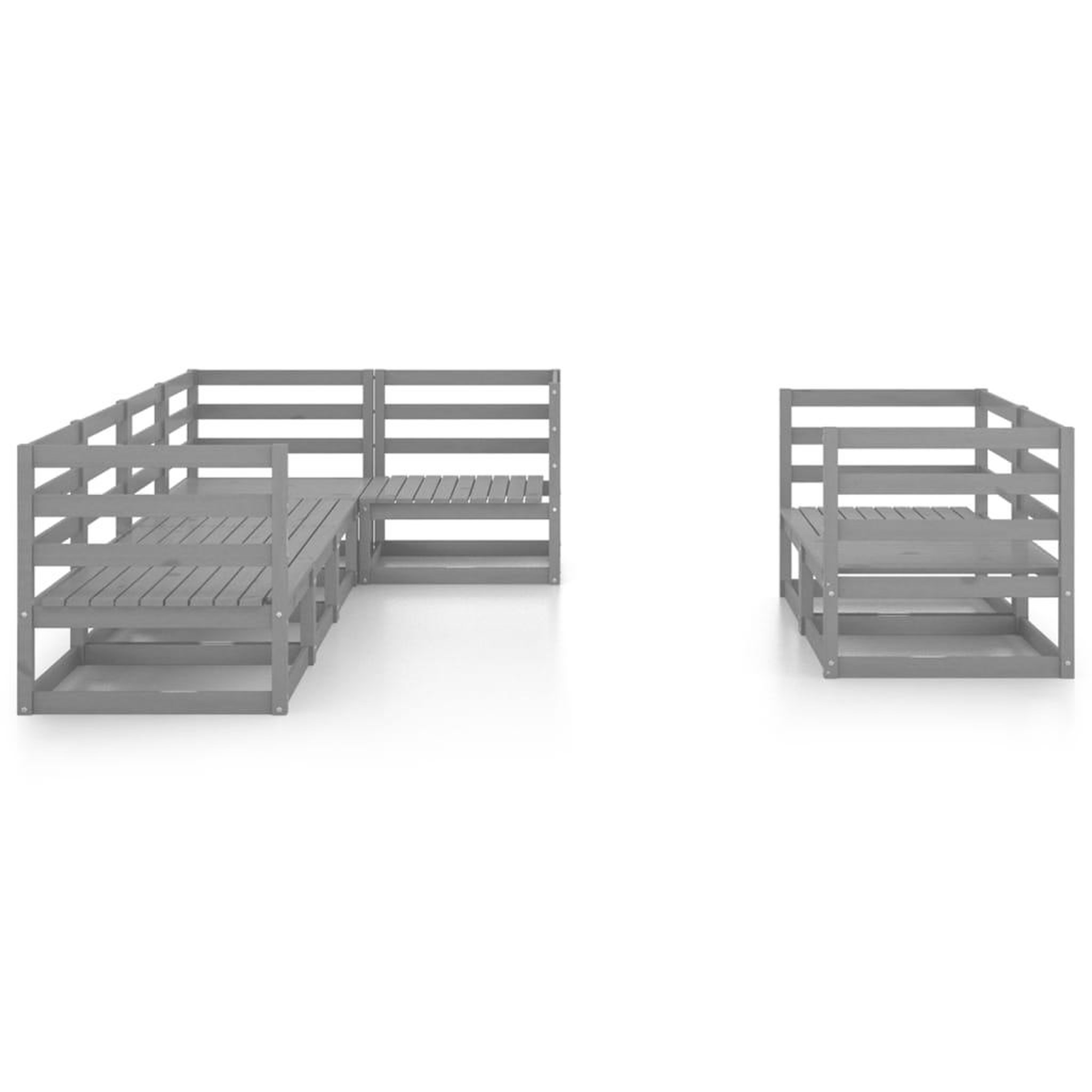 Voir la diapositive 3 : VIDAXL Salon de jardin 7 pcs Gris Bois de pin massif