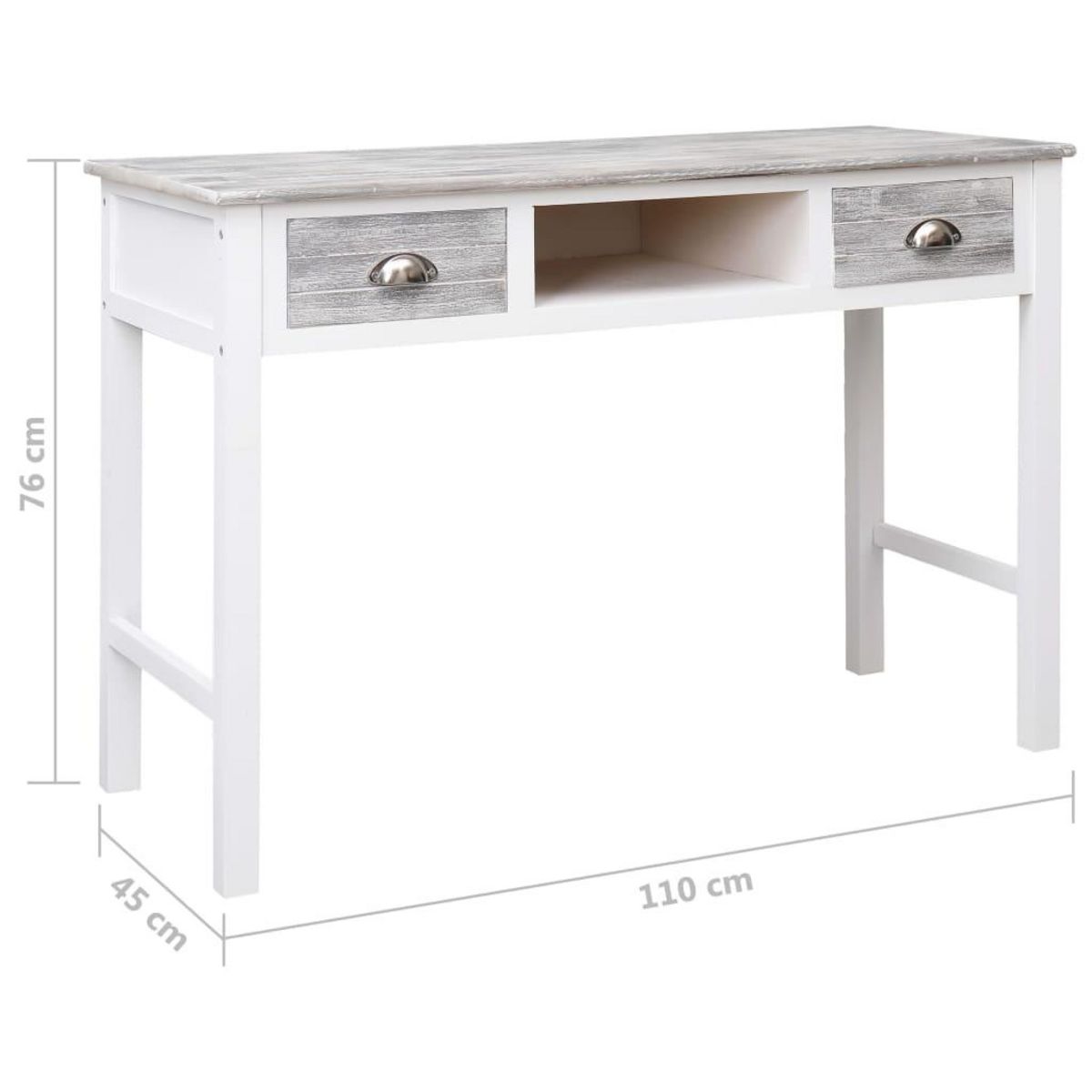 VIDAXL Bureau Gris 110x45x76 cm Bois