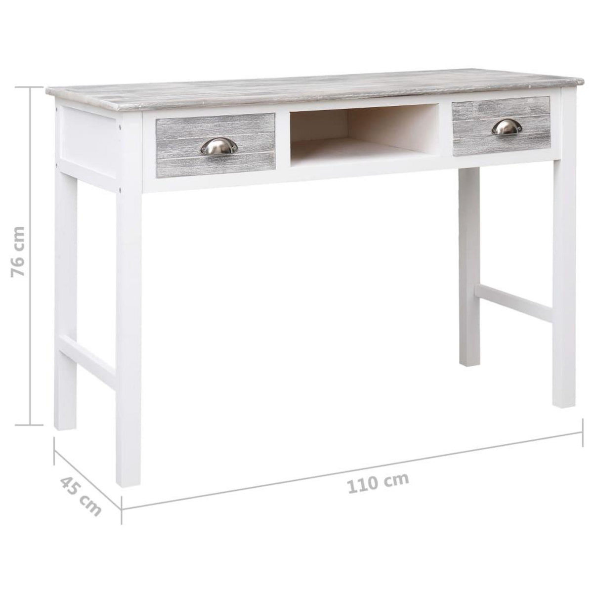 VIDAXL Bureau Gris 110x45x76 cm Bois