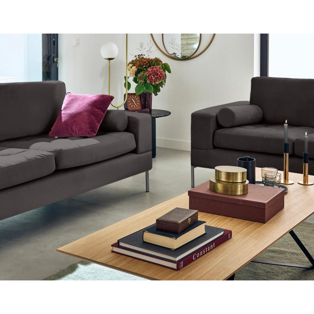 LISA DESIGN Isaure - canapé droit 3 places en velours