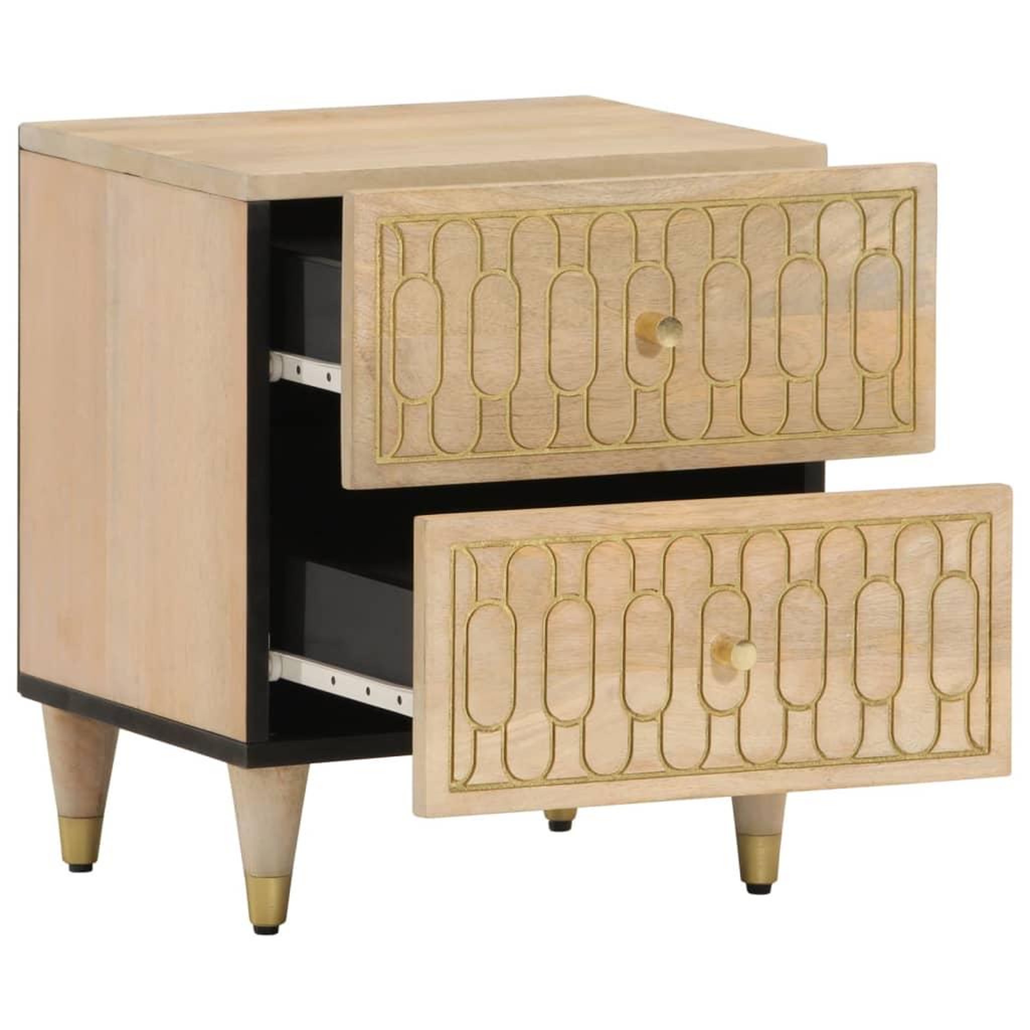 Voir la diapositive 2 : VIDAXL Tables de chevet 2 pcs 40x33x46 cm Bois de manguier solide
