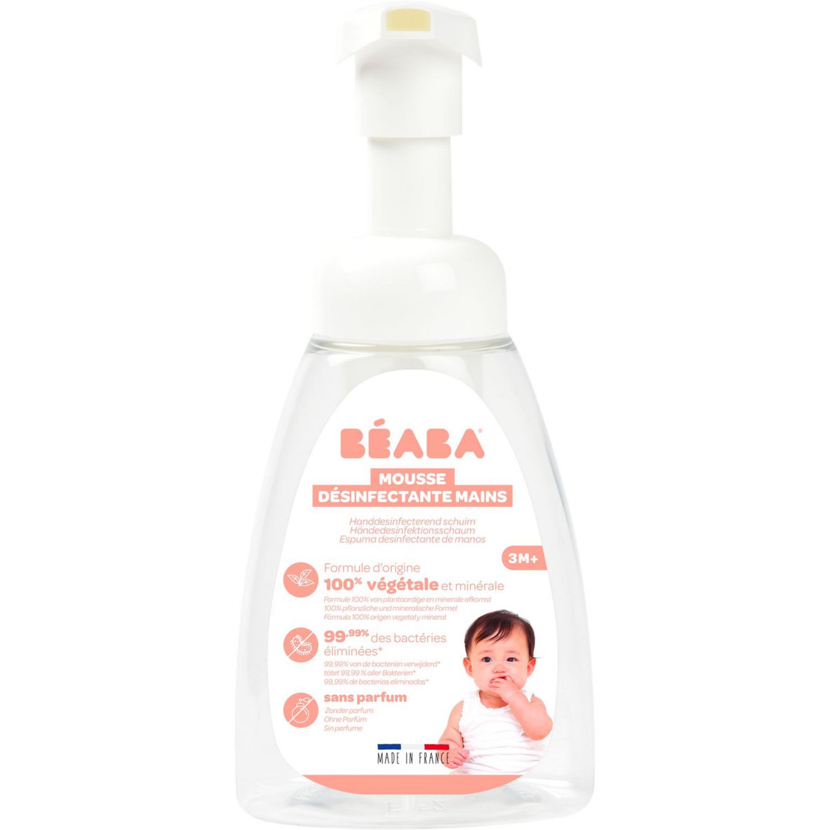 BEABA Mousse désinfectante mains - sans parfum - 250 ml 