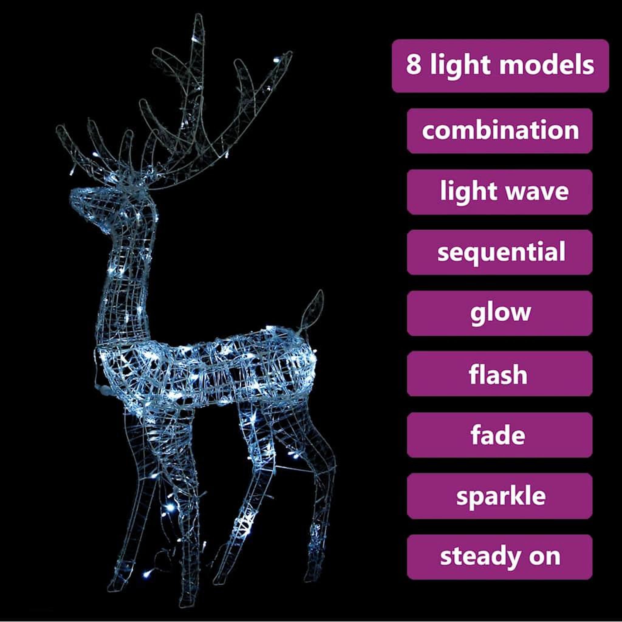 Voir la diapositive 5 : VIDAXL Renne de decoration de noël acrylique 140 led blanc froid 128 cm