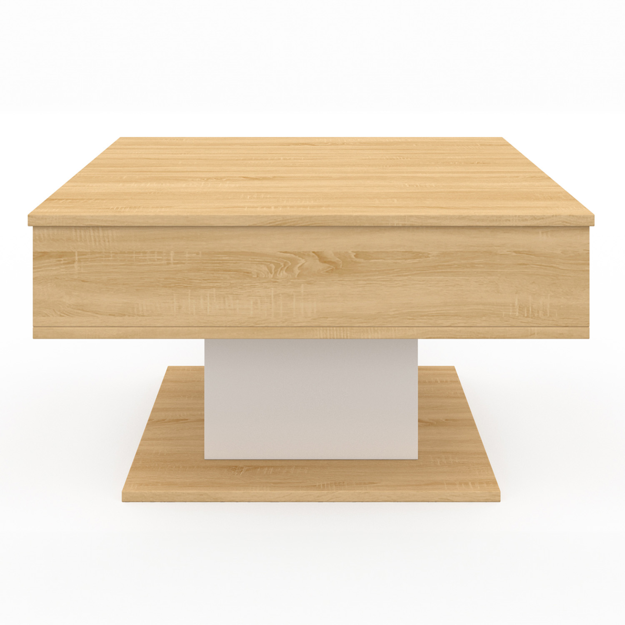 Voir la diapositive 3 : ID MARKET Table basse plateau relevable eden carrée bois et blanc
