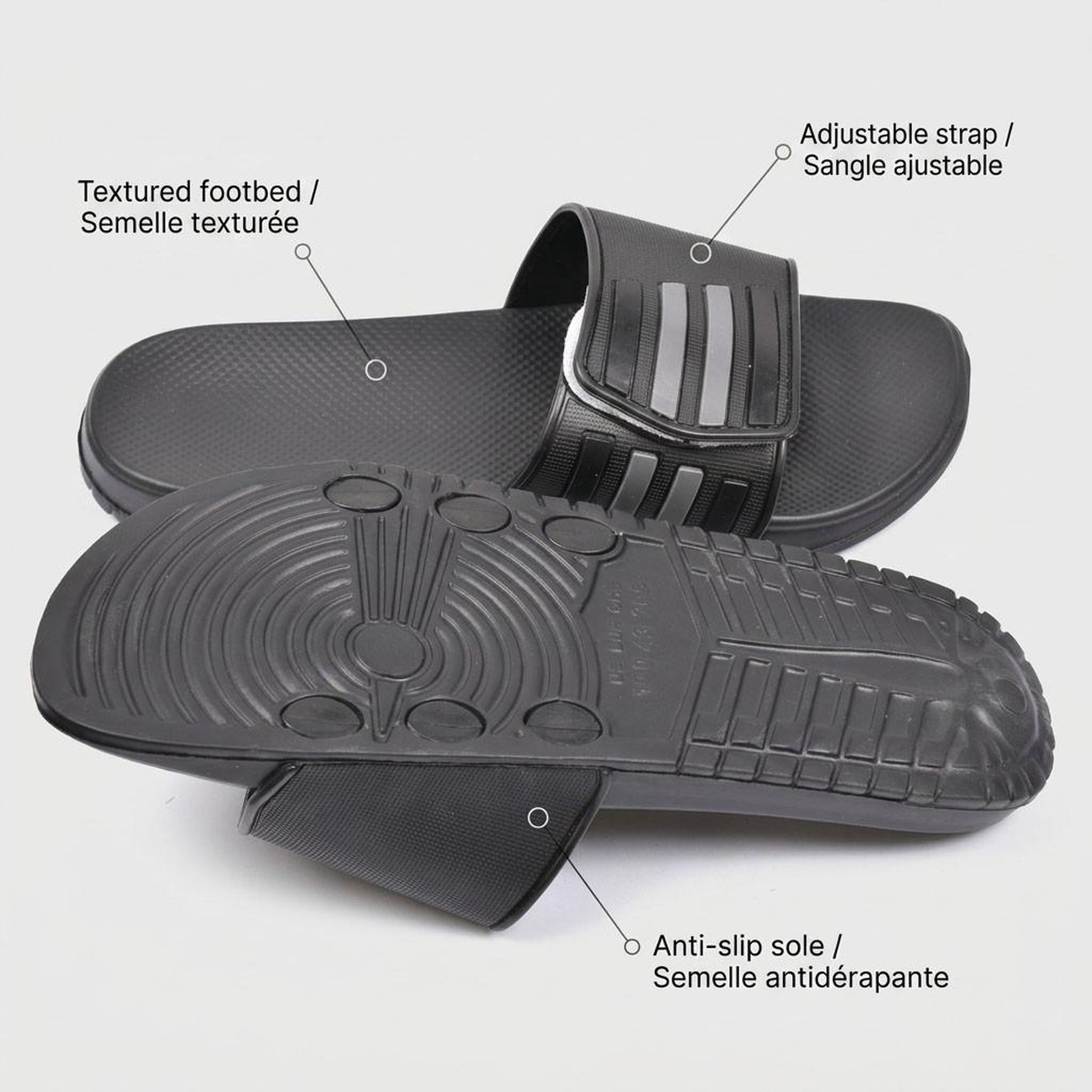 Voir la diapositive 4 : OZABI OZABI Claquettes Homme Piscine Ajustables Lot 2 Noir Bleu
