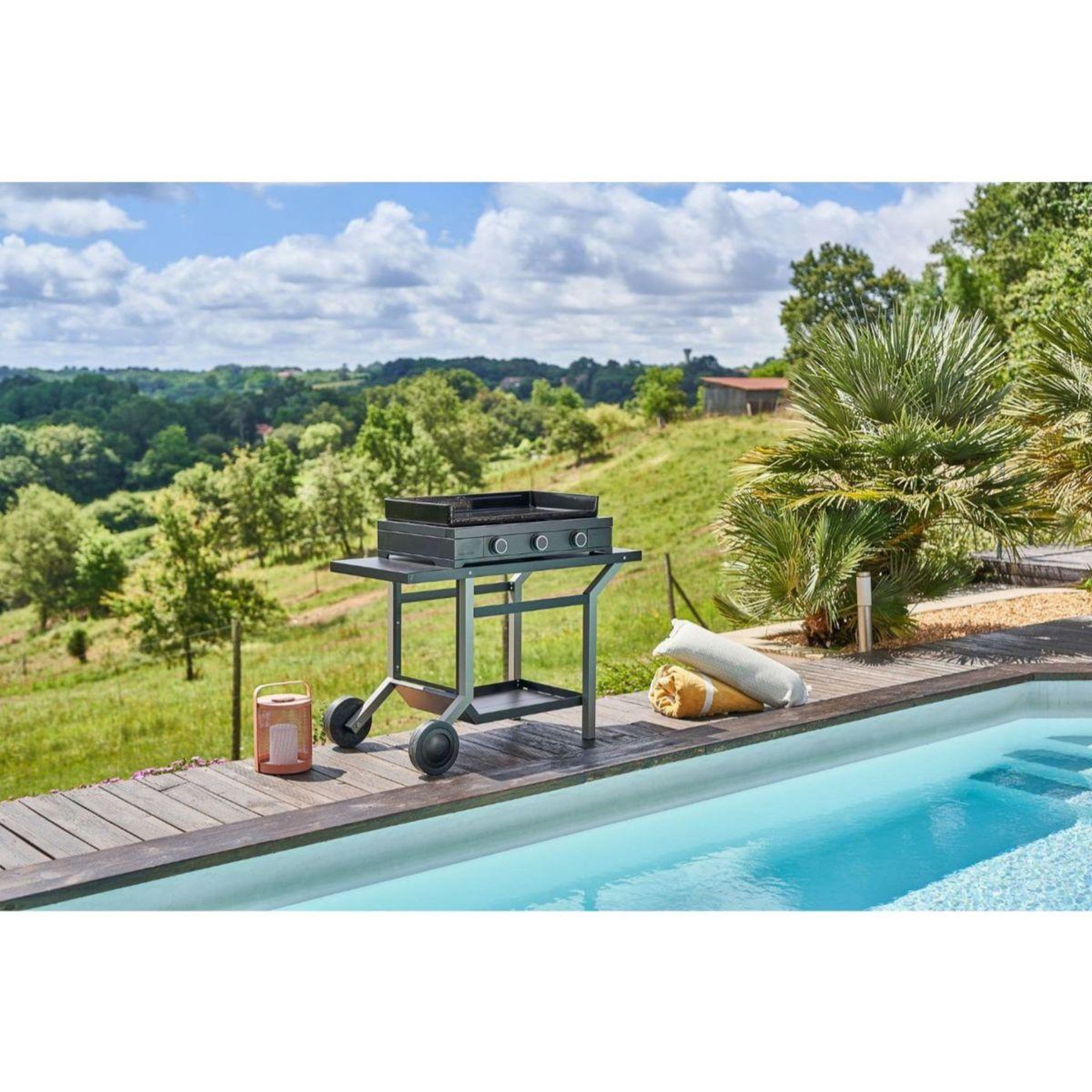 Voir la diapositive 3 : FORGE ADOUR Desserte tra ng roulante acier noir et gris, compatible placha de 45 à 75 cm