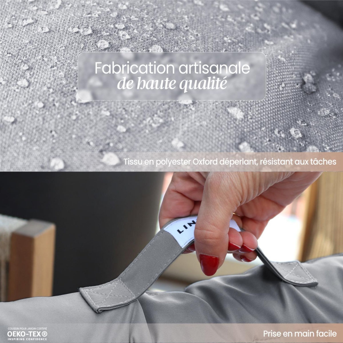 LINXOR Kit de coussins pour salon de jardin capitonnés - 60 x 60 cm