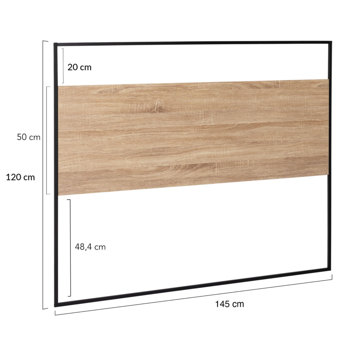 ID MARKET Tête de lit avec fixations murales DETROIT 145 cm bois et métal noir design industriel