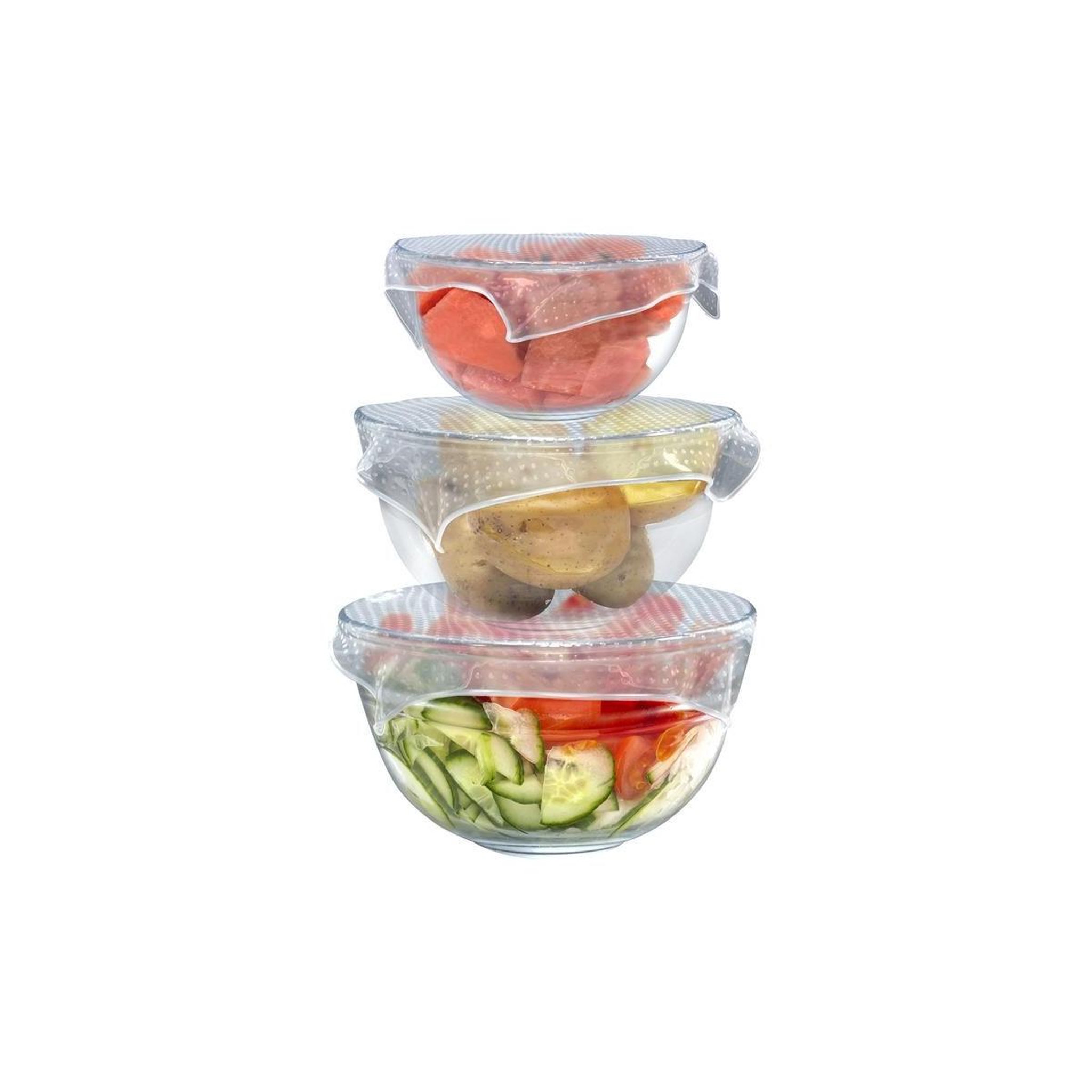Voir la diapositive 3 : COOK CONCEPT Lot de 3 couvercles  réutilisable  30cm transparent