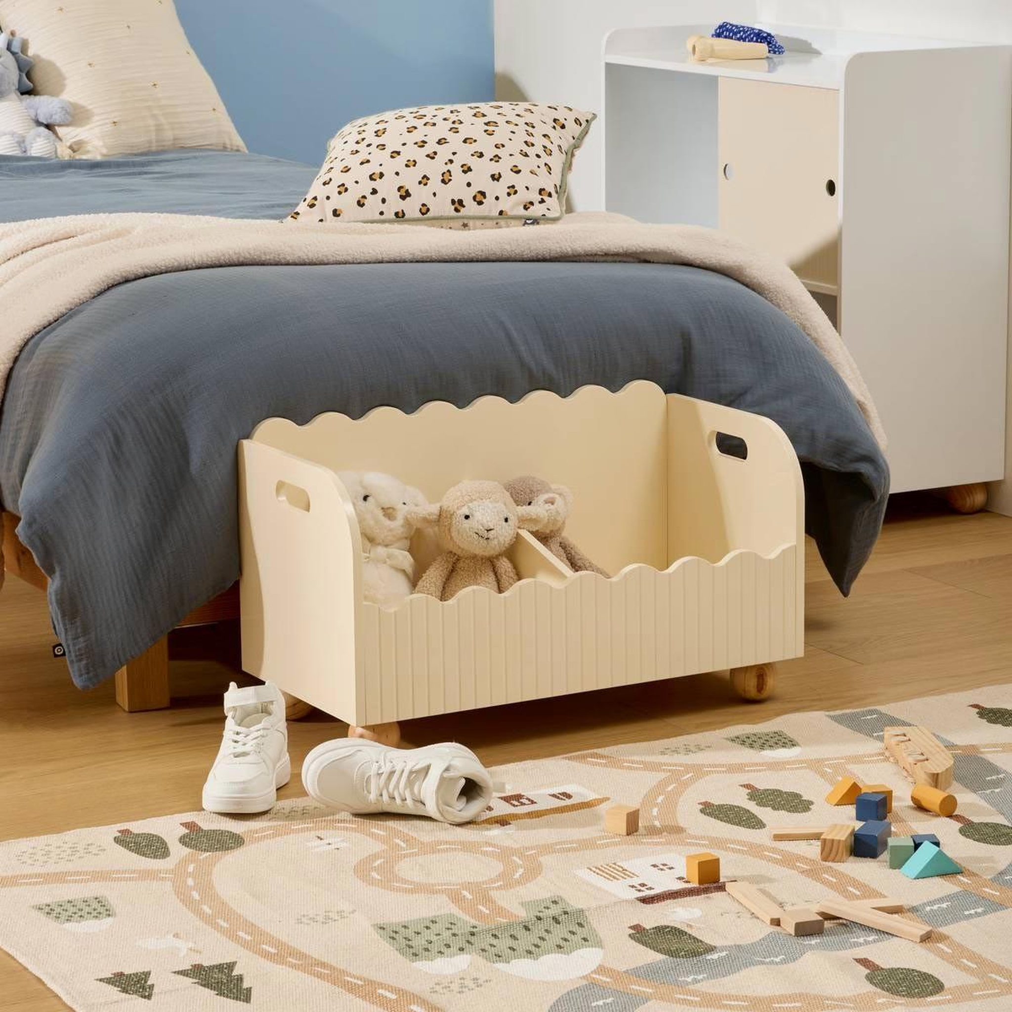 Voir la diapositive 2 : Atmosphera Kids Coffre de rangement enfant  bouli  60cm beige
