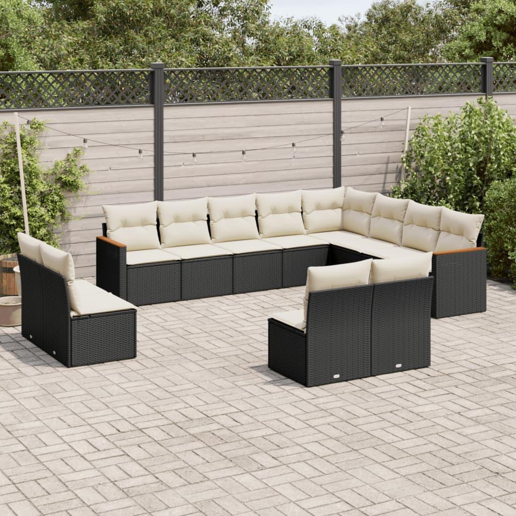 VIDAXL Salon de jardin 12 pcs avec coussins noir resine tressee